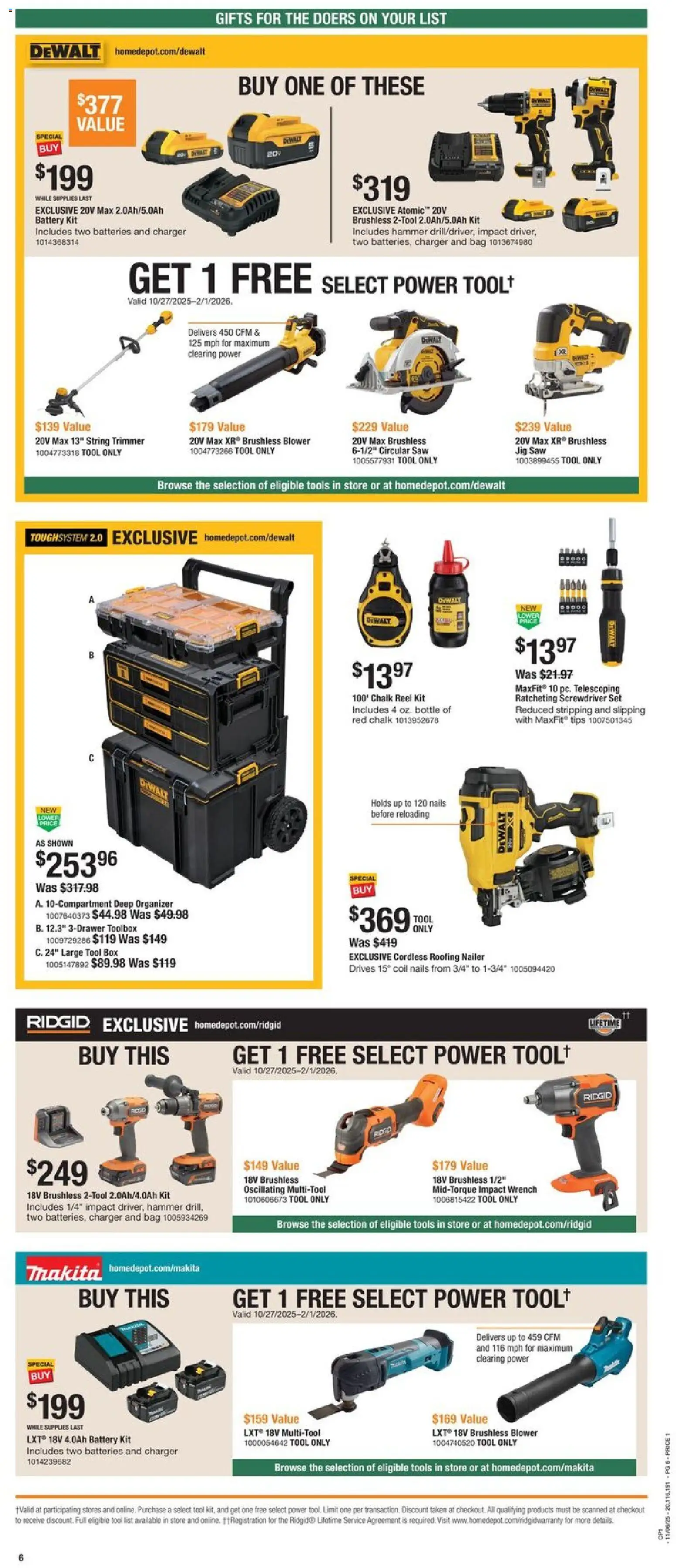 Home Depot Local Ad - NY - valid from 06.11.2025 | Page: 6 | Products: Battery, Jig Saw, Charger, Blower