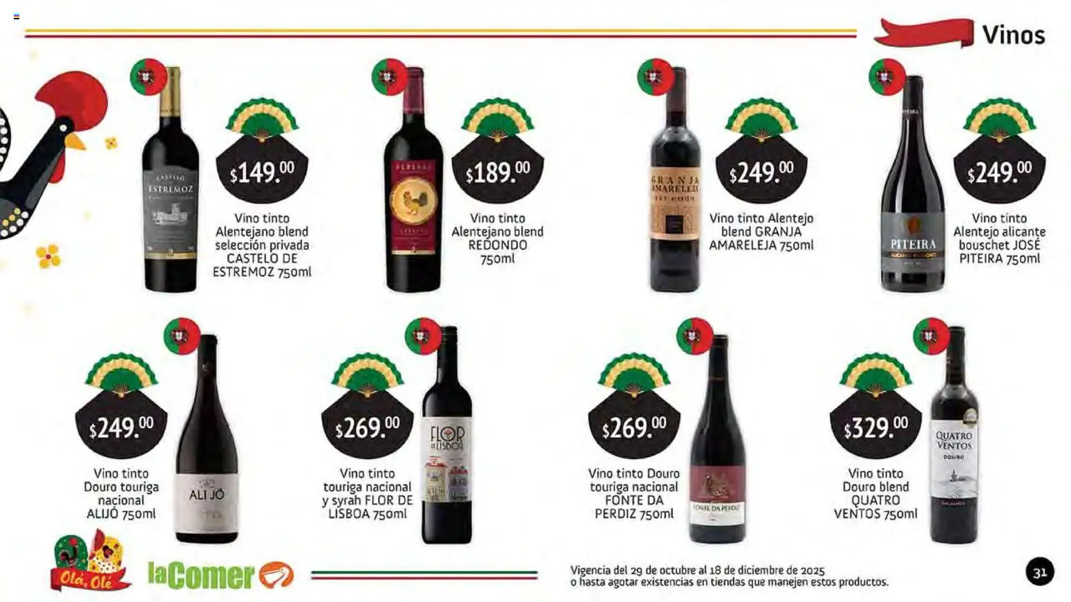 Nuevas ofertas de La Comer válidas en toda la República Mexicana desde el 29.10.2025. ¡Encuentra las mejores ofertas en La Comer folleto Olá, Olé! | Página: 31 | Productos: Vino