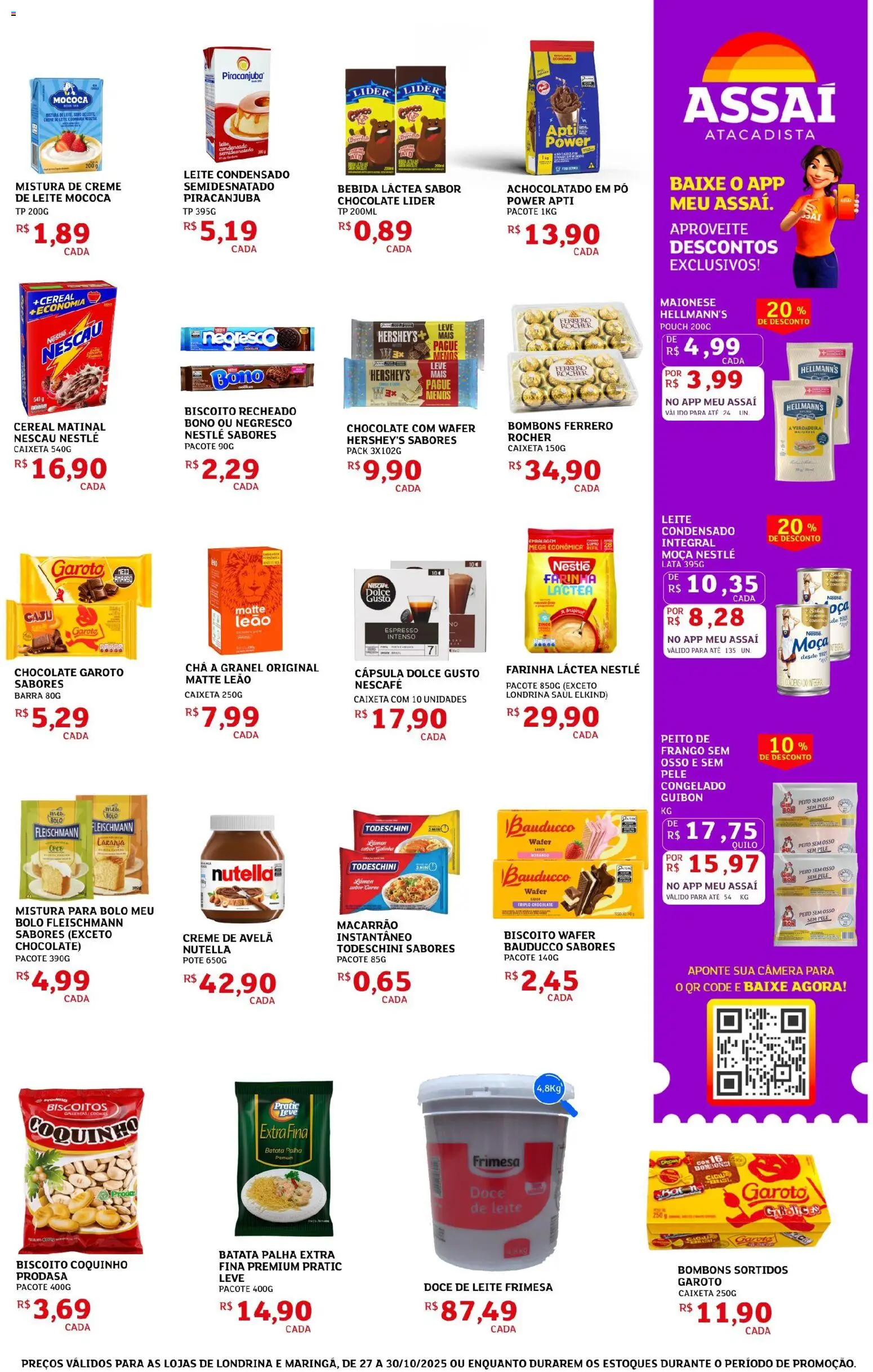 Assaí Atacadista Folheto - válido de 27.10.2025 | Página: 3 | Produtos: Achocolatado, Farinha láctea, Frango, Doce de leite