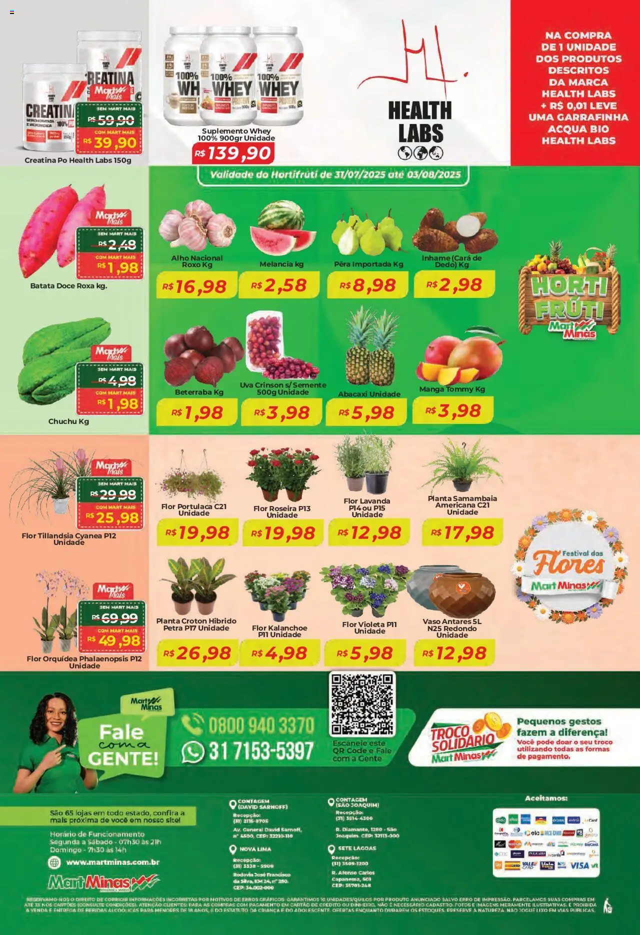 Mart Minas Folheto - válido de 31.07.2025 | Página: 8 | Produtos: Creatina, Pera, Cará, Beterraba