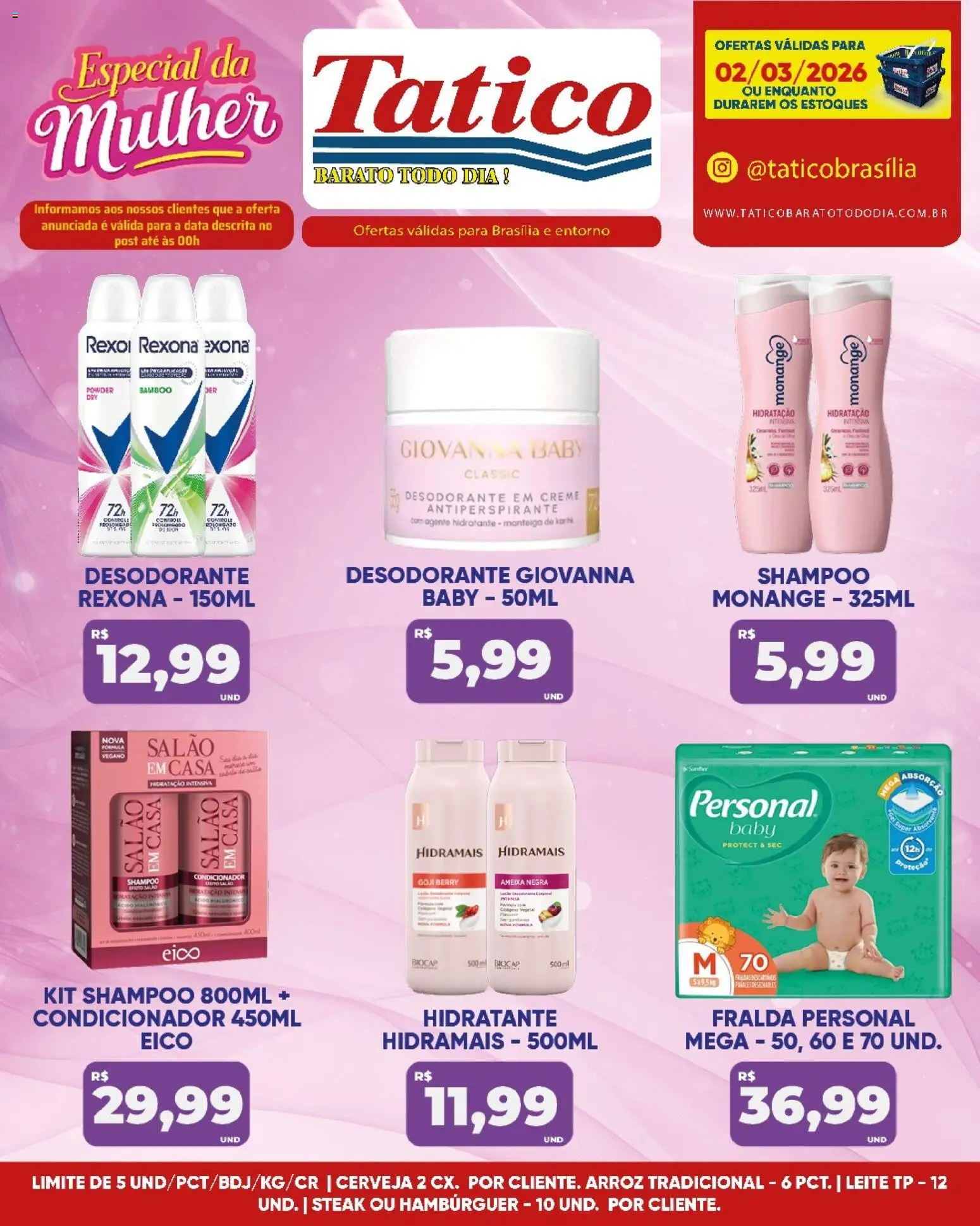 Tatico Folheto - válido de 02.03.2026 | Página: 14 | Produtos: Desodorante, Leite, Creme, Hambúrguer