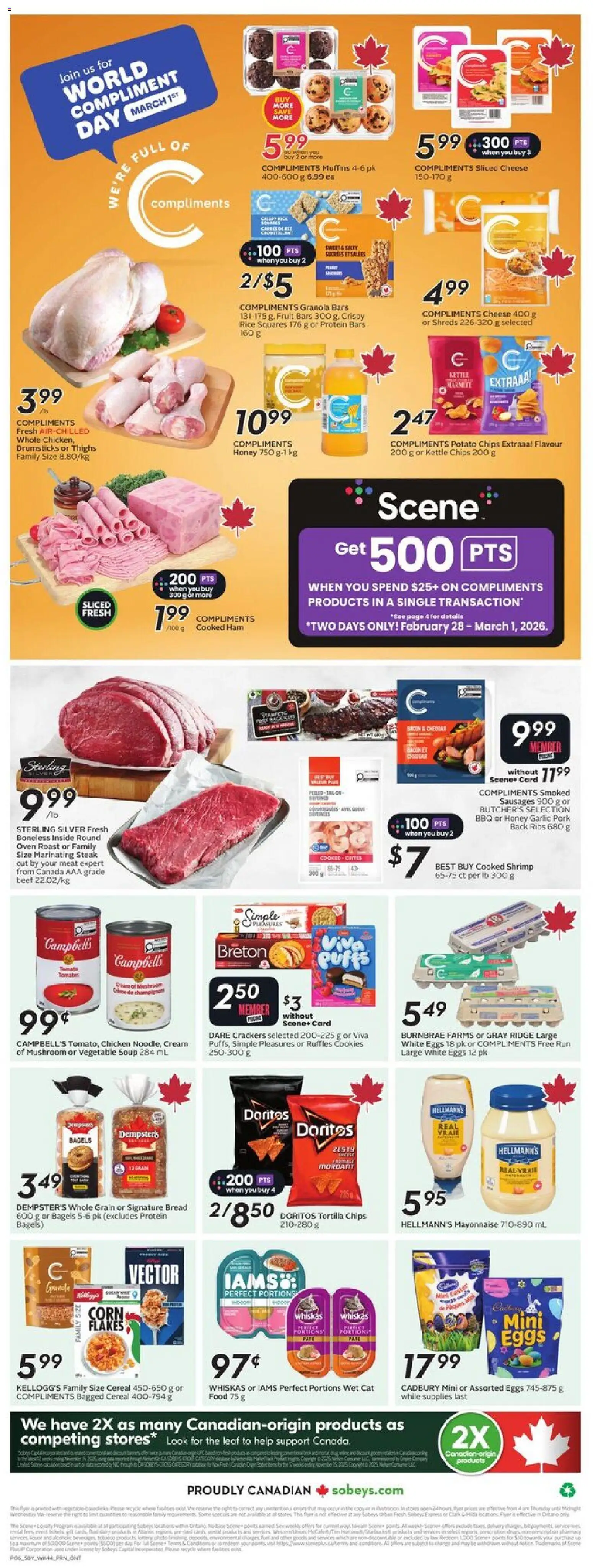 Sobeys flyer valid from 26.02.2026 | Page: 4 | Products: Rice, Cream, Cookies, Ham