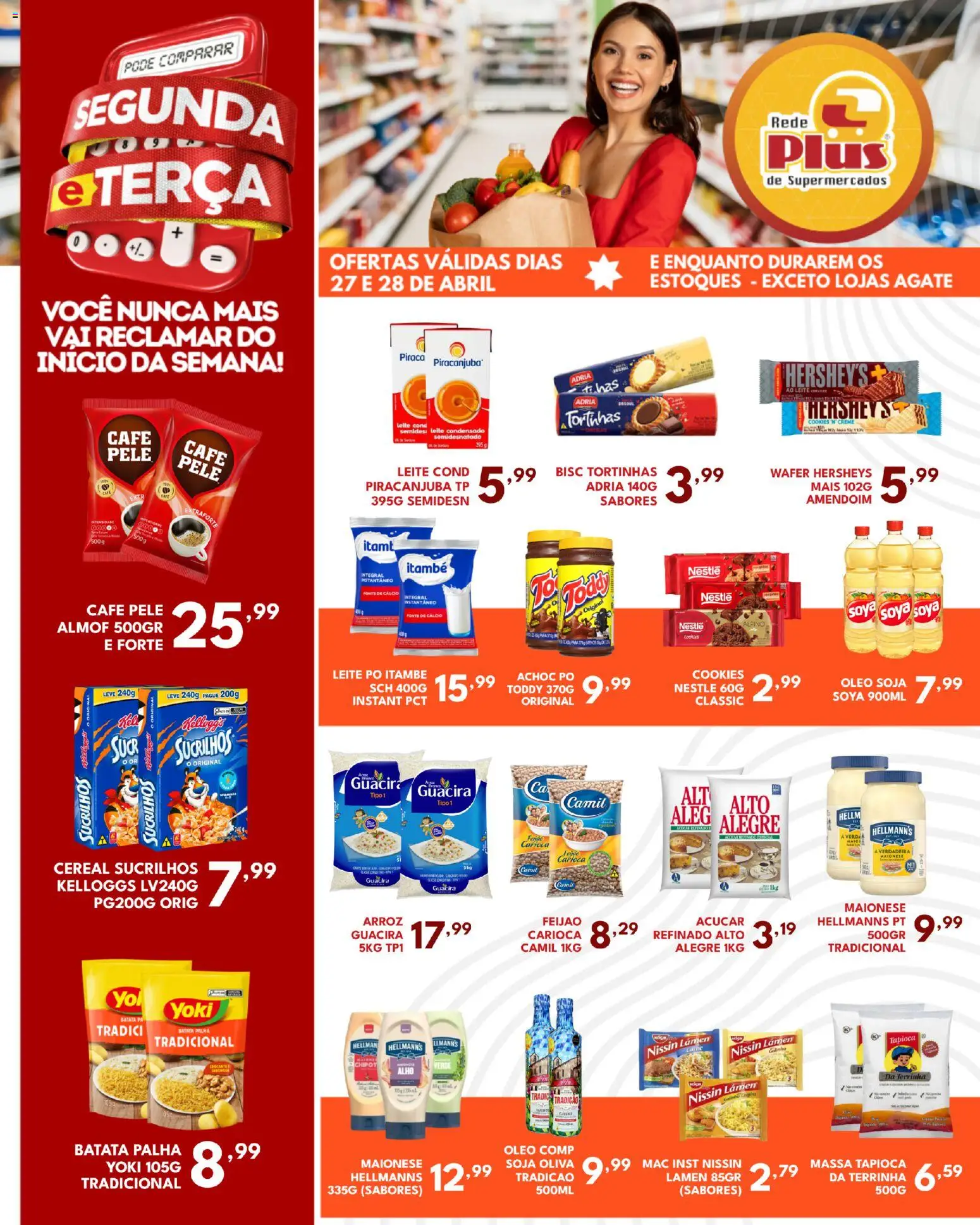 Rede Plus Supermercados Folheto - válido de 27.04.2026 | Página: 3 | Produtos: Arroz, Massa, Açúcar, Leite condensado