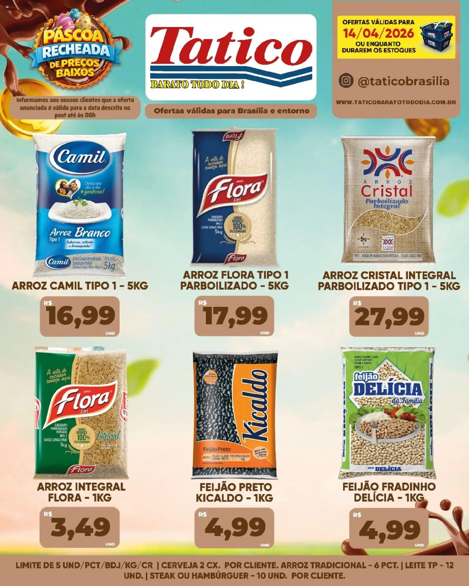 Tatico Folheto - válido de 14.04.2026 | Página: 1 | Produtos: Feijão, Leite, Arroz, Hambúrguer
