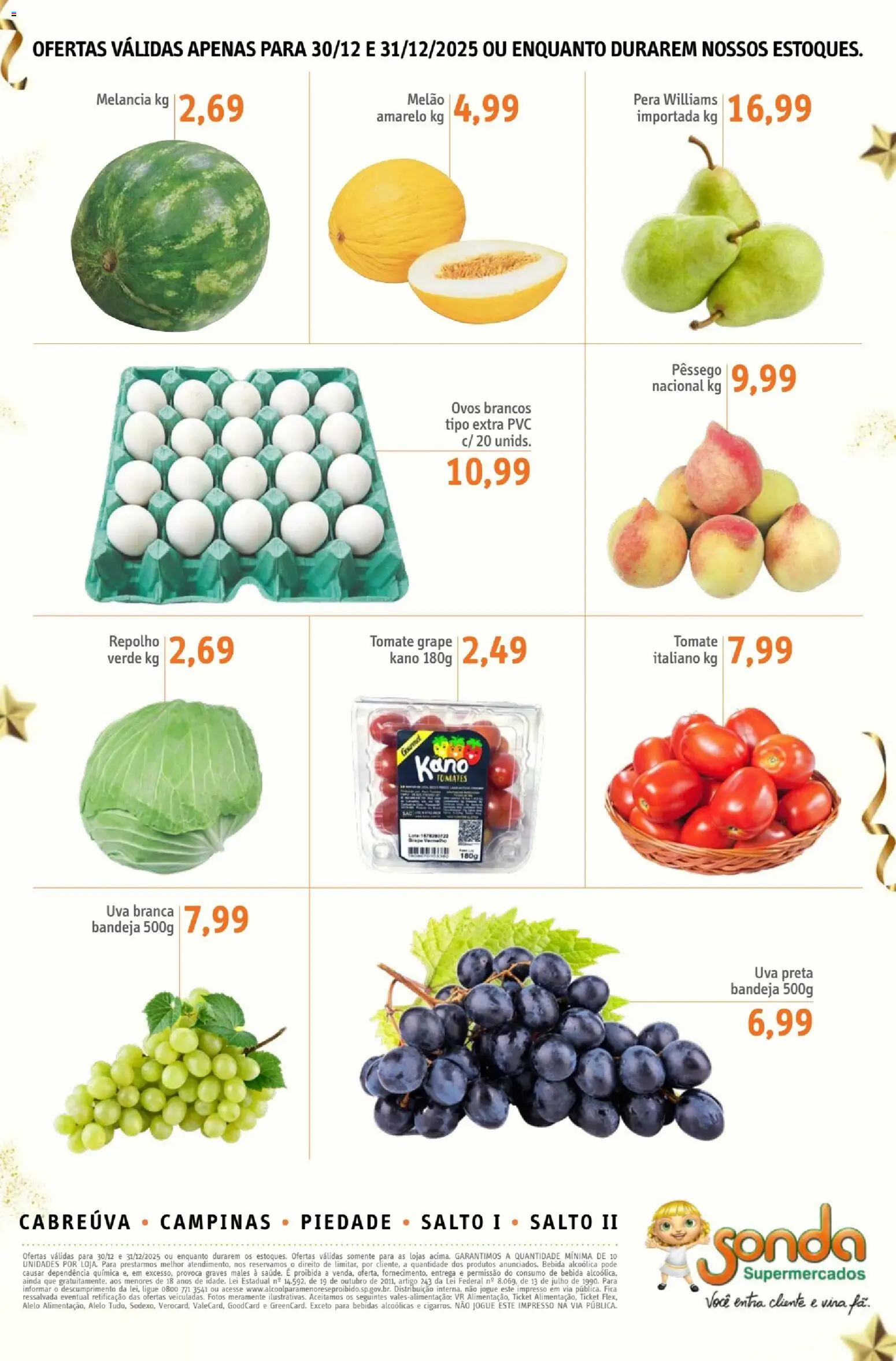 Sonda Folheto - válido de 30.12.2025 | Página: 17 | Produtos: Melão, Pêssego, Ovos, Bandeja
