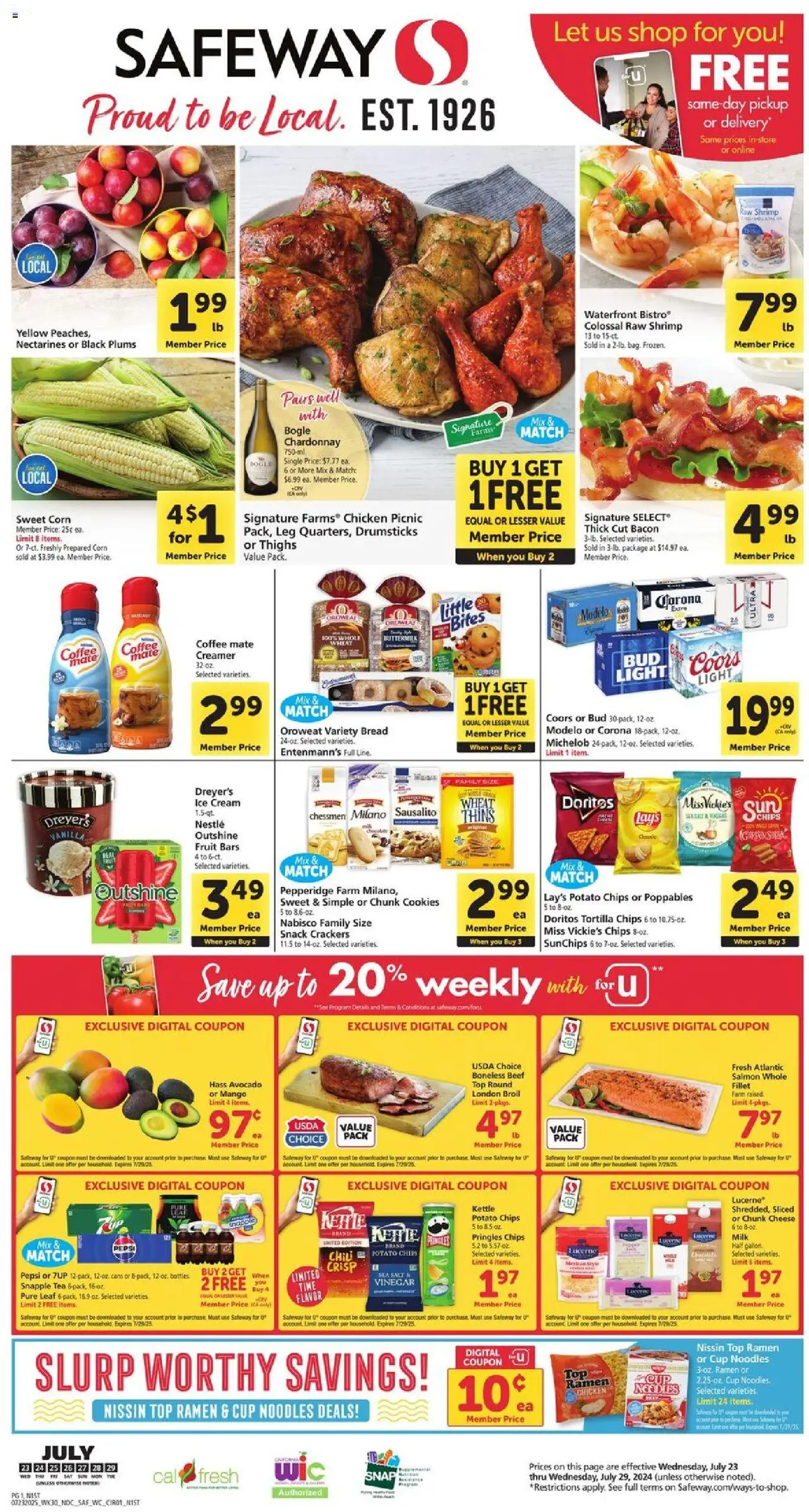 Safeway Weekly Ad - valid from 23.07.2025 | Page: 1 | Products: Cheese, Bread, Ice cream, Mango
