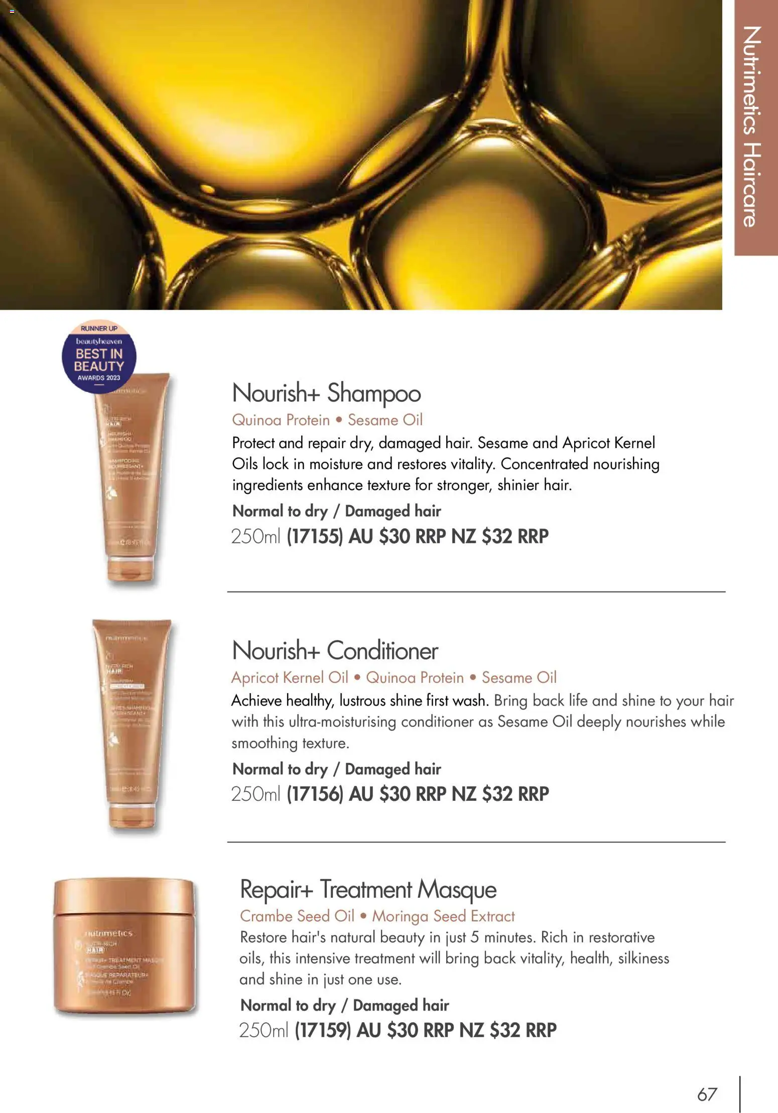 Nutrimetics catalogue - valid from 01.01.2026 | Page: 67 | Products: Shampoo, Conditioner, Oil, Treatment