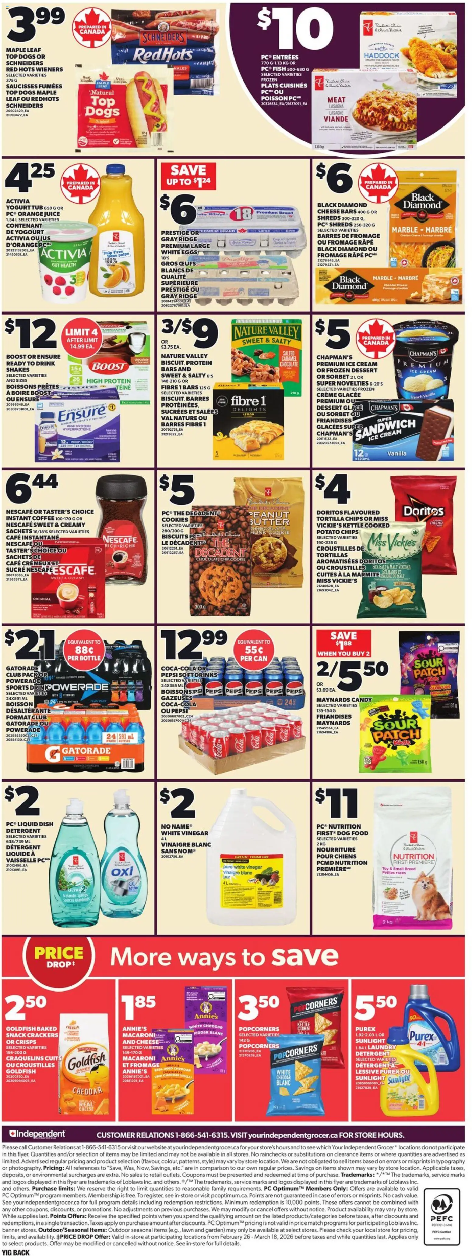 Independent Grocer flyer valid from 26.02.2026 | Page: 4 | Products: Fish, Ice cream, Detergent, Juice