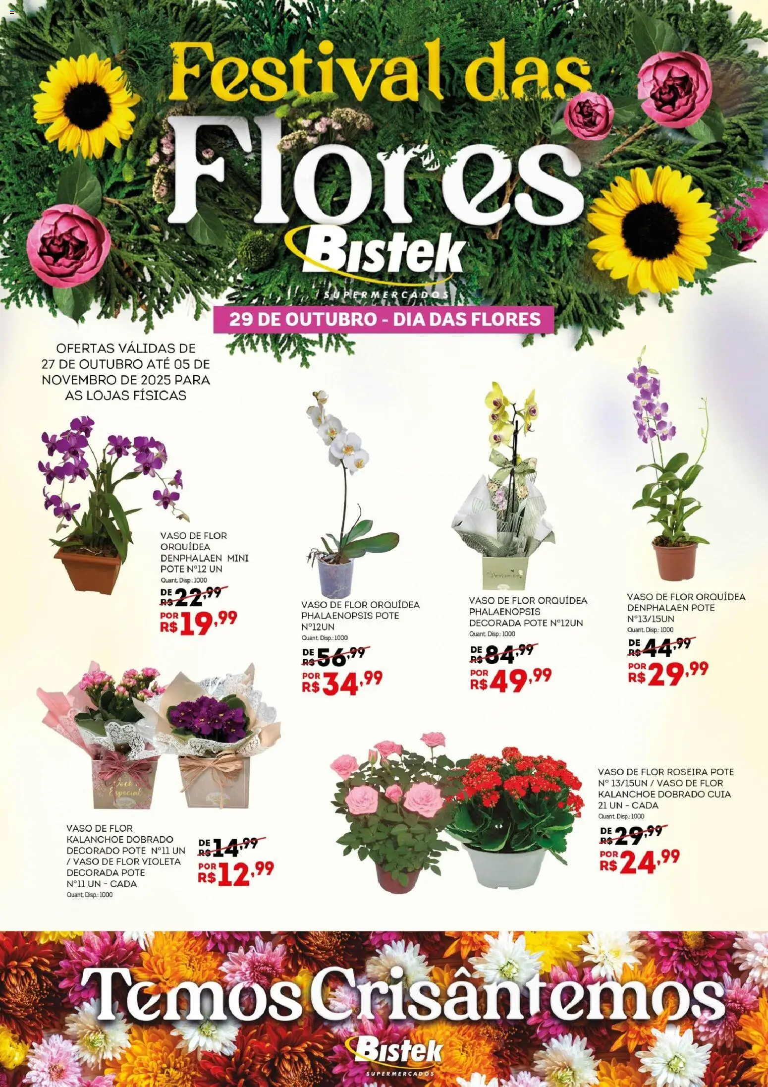 Bistek Supermercados Folheto - válido de 27.10.2025 | Página: 1 | Produtos: Denphalaen, Flores, Vaso