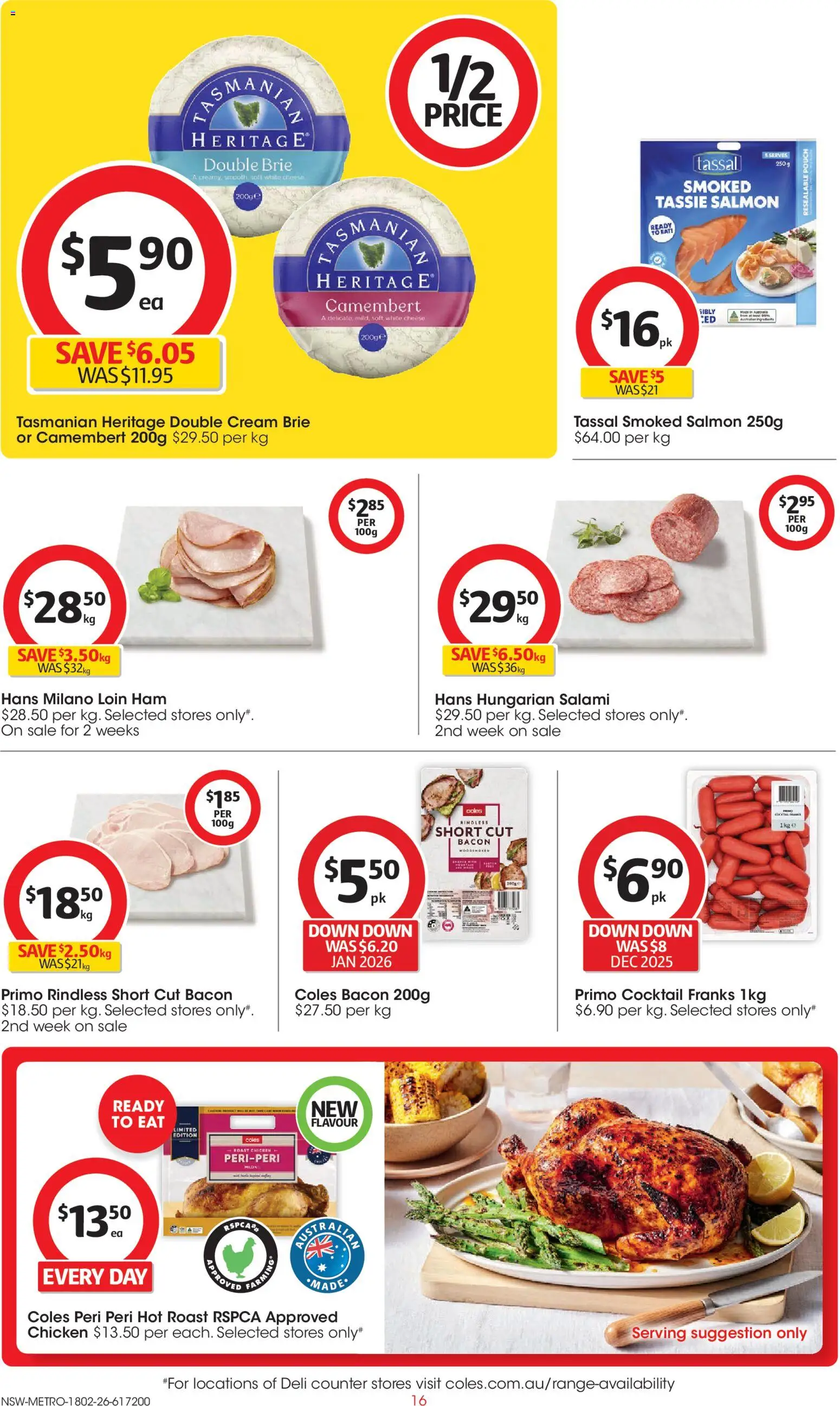 Coles catalogue - valid from 18.02.2026 | Page: 16 | Products: Bacon, Cheese, Chicken, Salmon