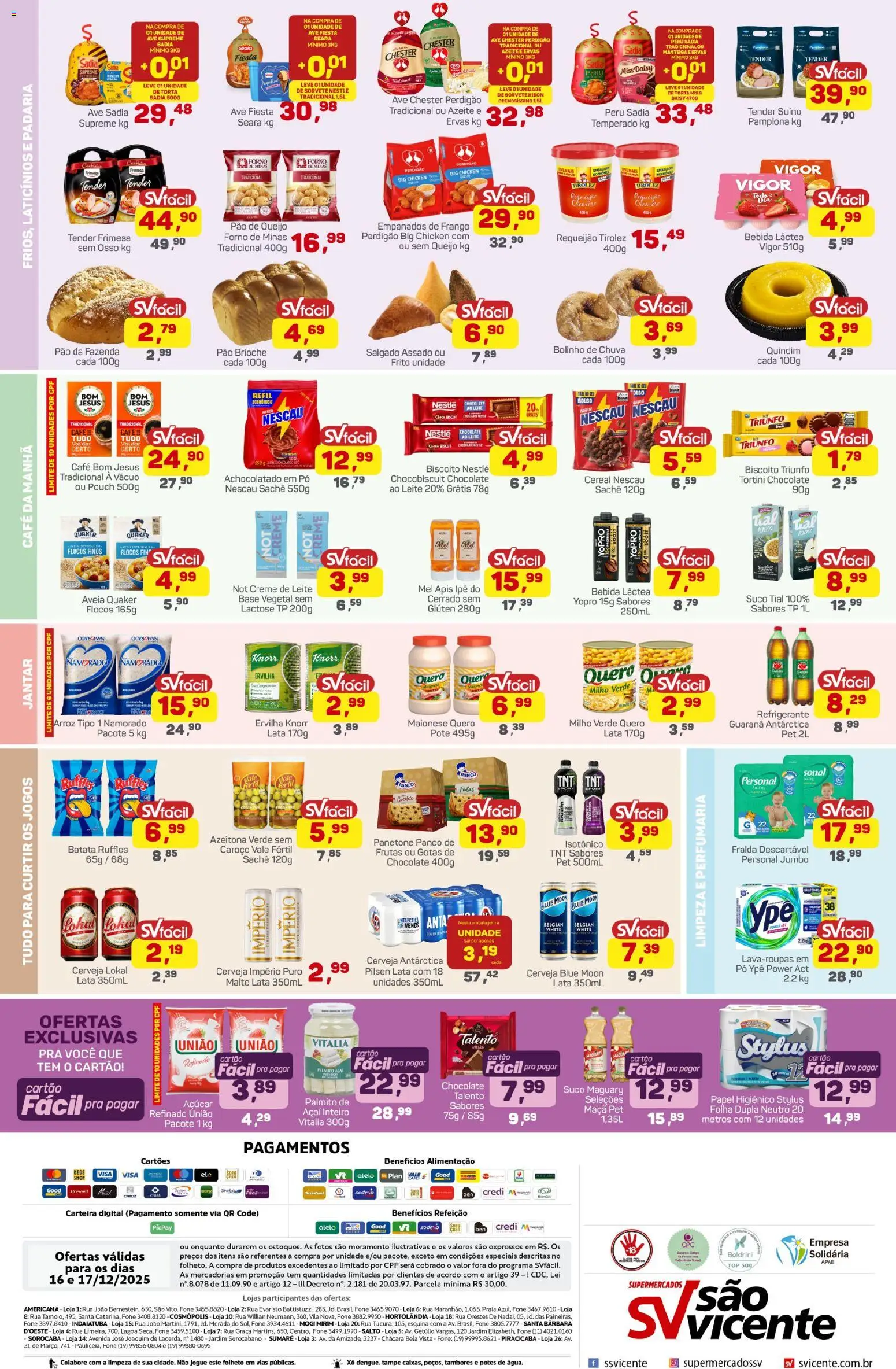 Supermercados São Vicente Folheto - válido de 16.12.2025 | Página: 2 | Produtos: Forno, Tender, Bebida, Requeijão
