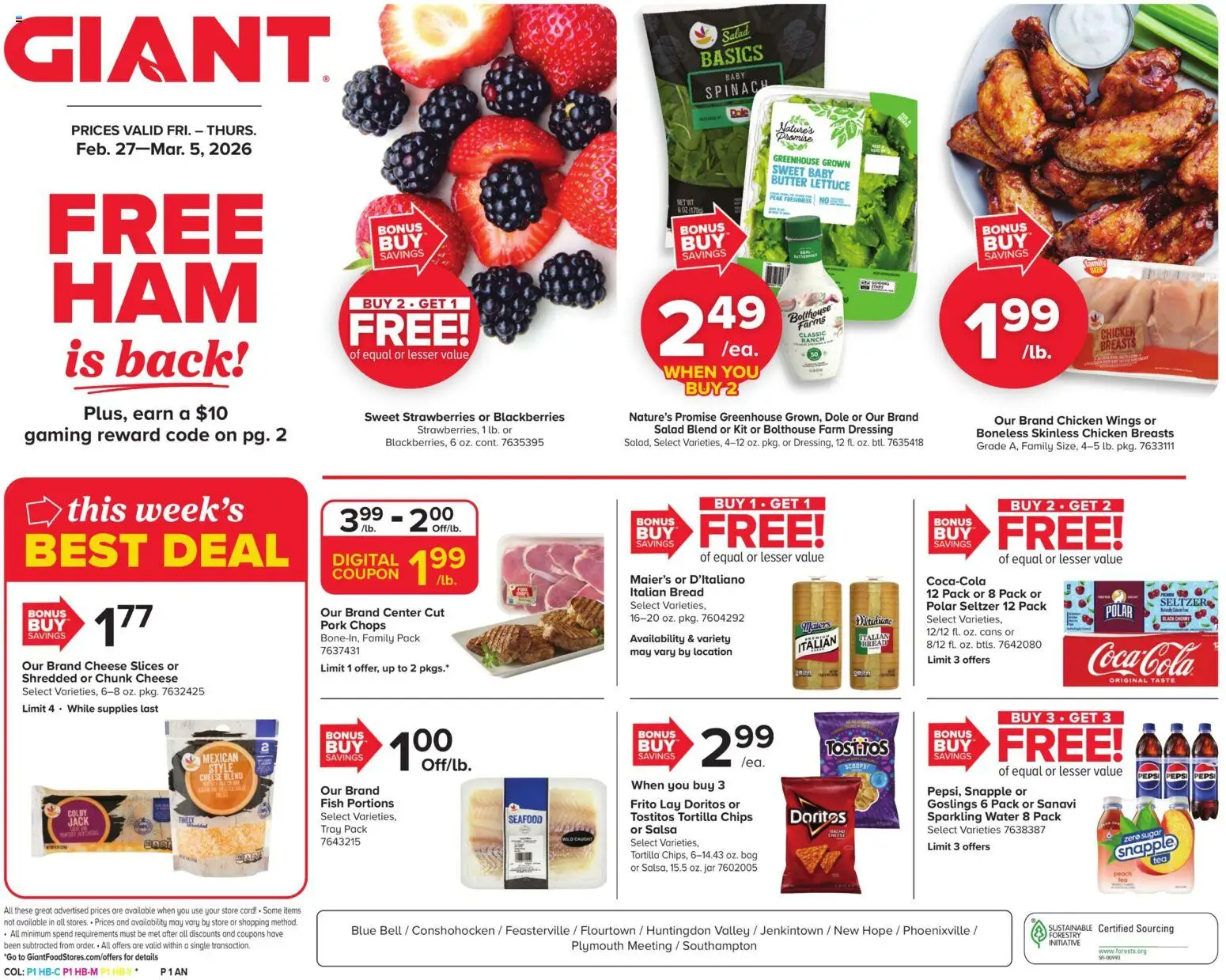 Giant Weekly Ad - valid from 27.02.2026 | Page: 1 | Products: Butter, Salad, Sugar, Bag