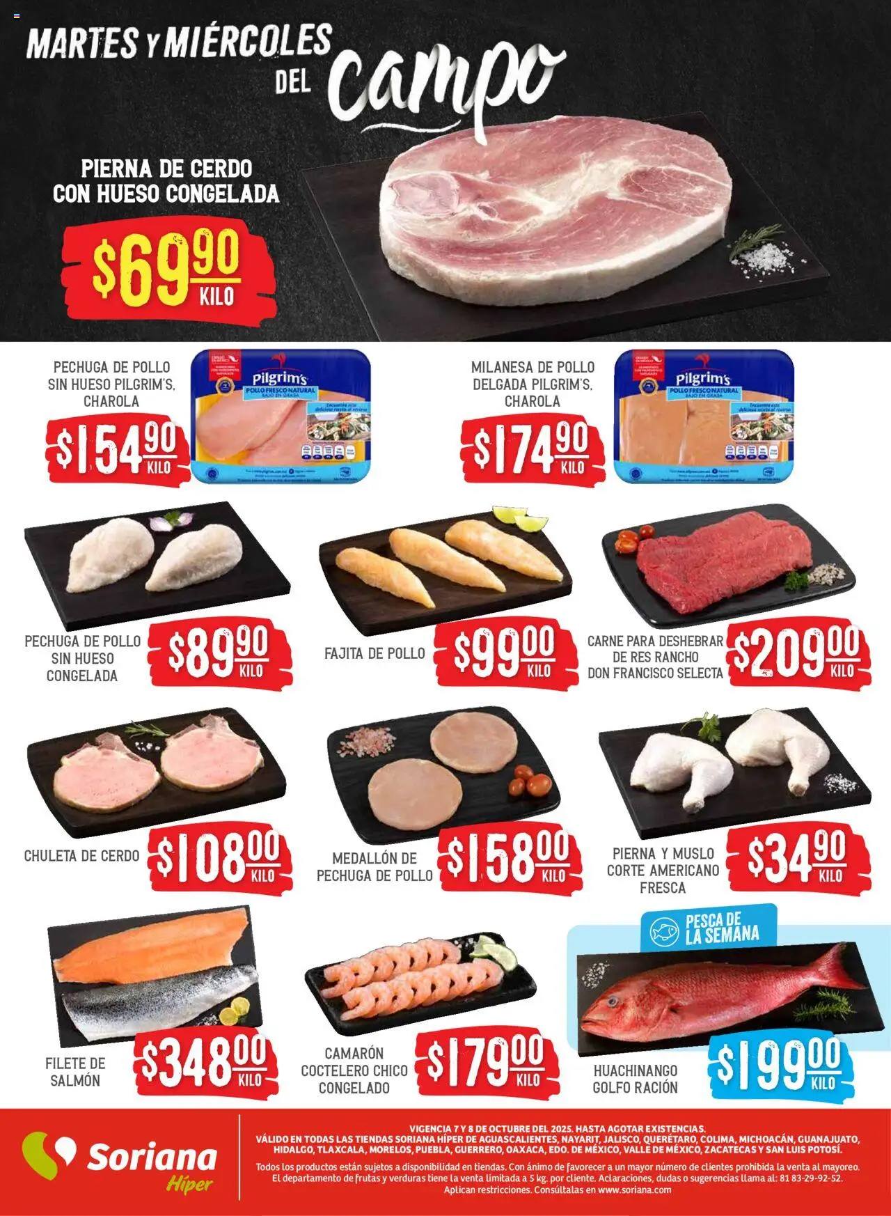 Nuevas ofertas de Soriana válidas en toda la República Mexicana desde el 07.10.2025. ¡Encuentra las mejores ofertas en Soriana - Folleto! | Página: 4 | Productos: Pollo, Milanesa, Cerdo, Res
