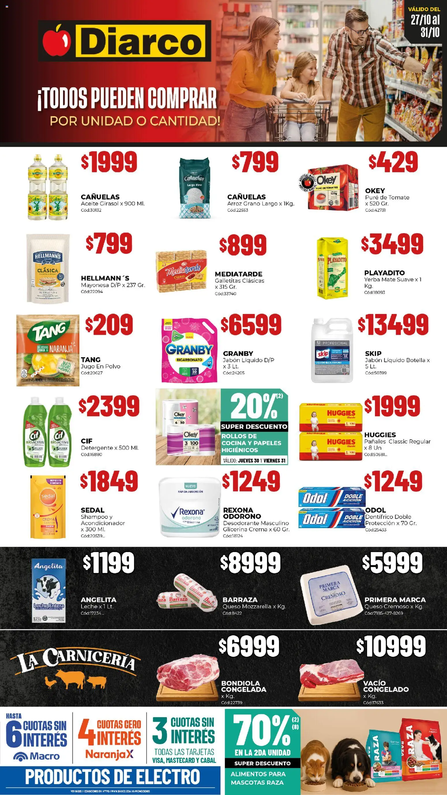 Diarco ofertas │ válido desde el 27.10.2025 | Página: 1 | Productos: Cocina, Galletitas, Acondicionador, Tomates