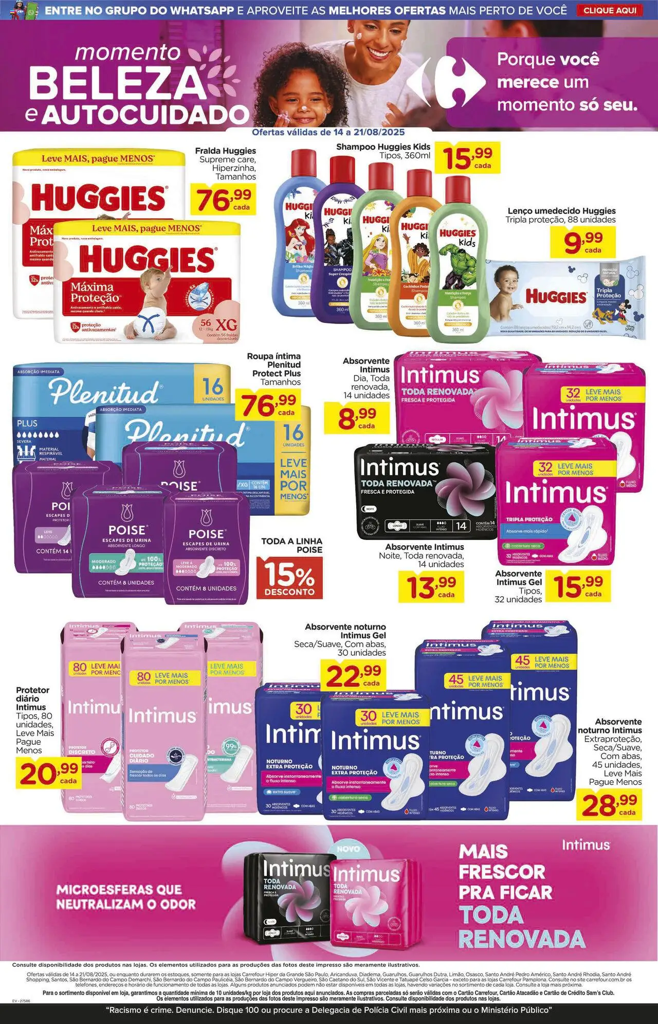 Carrefour Folheto - válido de 14.08.2025 | Página: 11 | Produtos: Shampoo, Lenço, Lenço umedecido, Absorvente