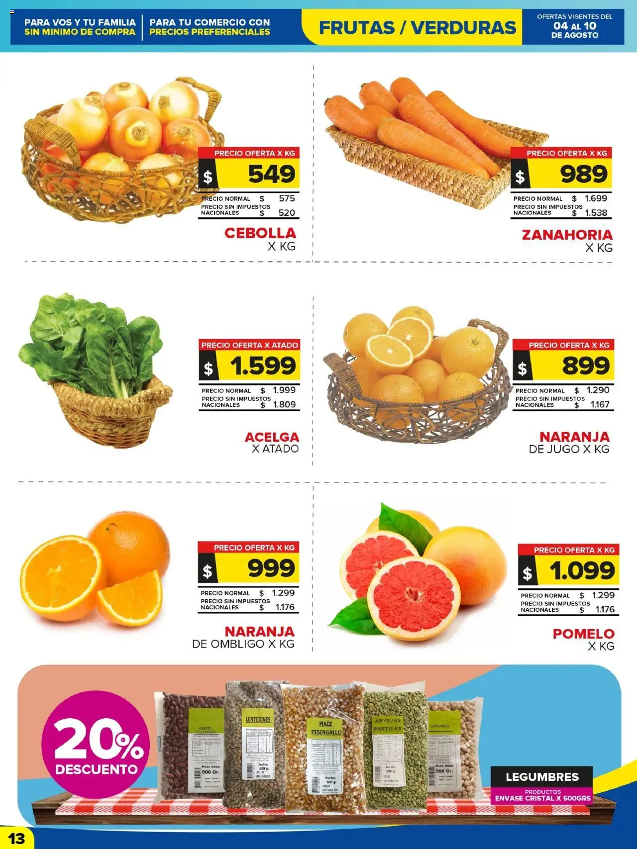 Carrefour Maxi catálogo │ válido desde el 04.08.2025 | Página: 13 | Productos: Arvejas, Pomelo, Jugo, Zanahoria