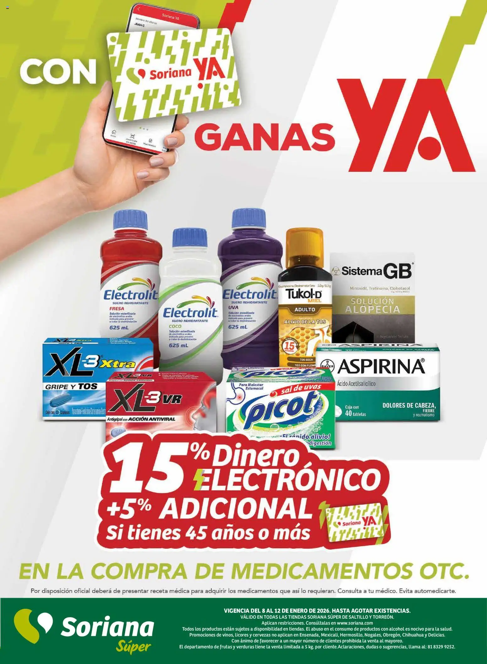Nuevas ofertas de Soriana válidas en toda la República Mexicana desde el 08.01.2026. ¡Encuentra las mejores ofertas en Soriana - Fin de Semana Súper: Saltillo y Torreón! | Página: 5 | Productos: Sal, Antigripal, Té, Caja