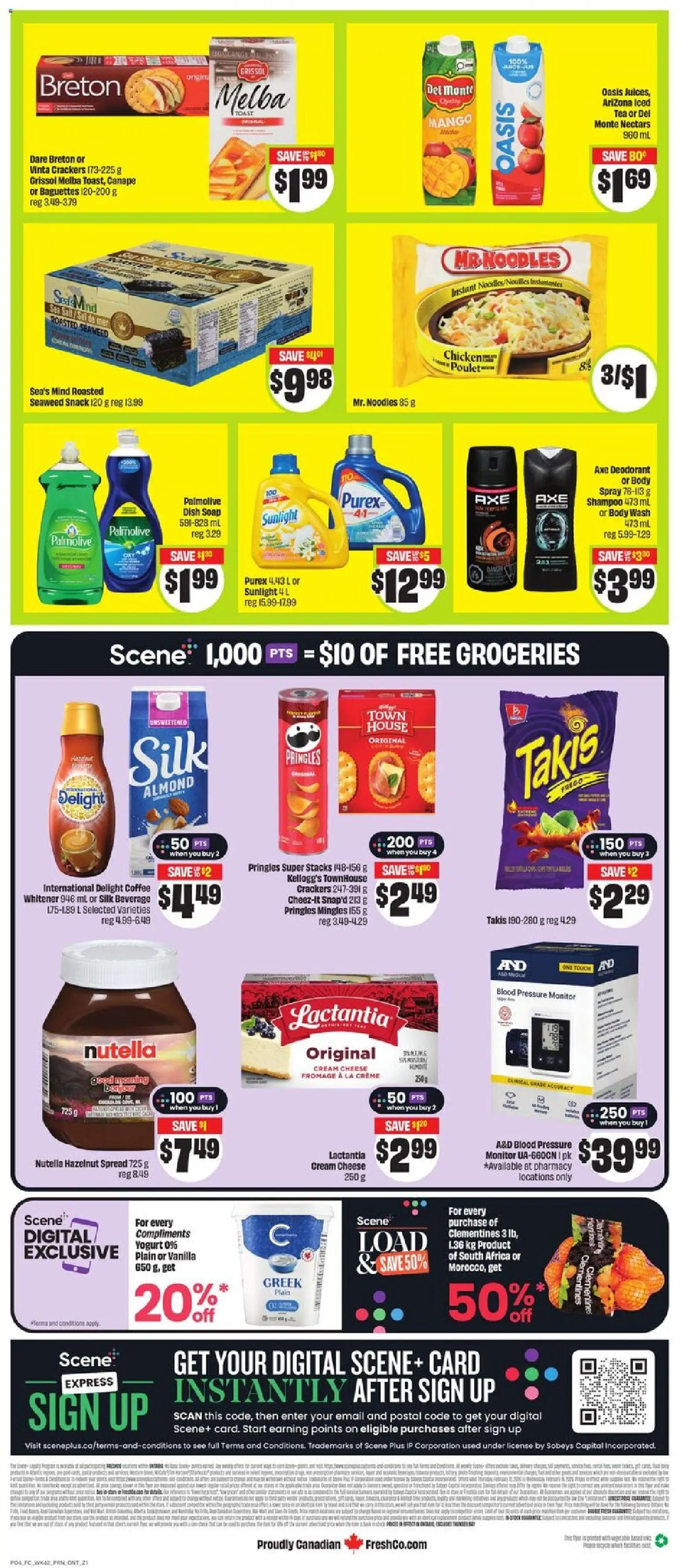 FreshCo flyer valid from 12.02.2026 | Page: 2 | Products: Monitor, Body wash, Deodorant, Chicken
