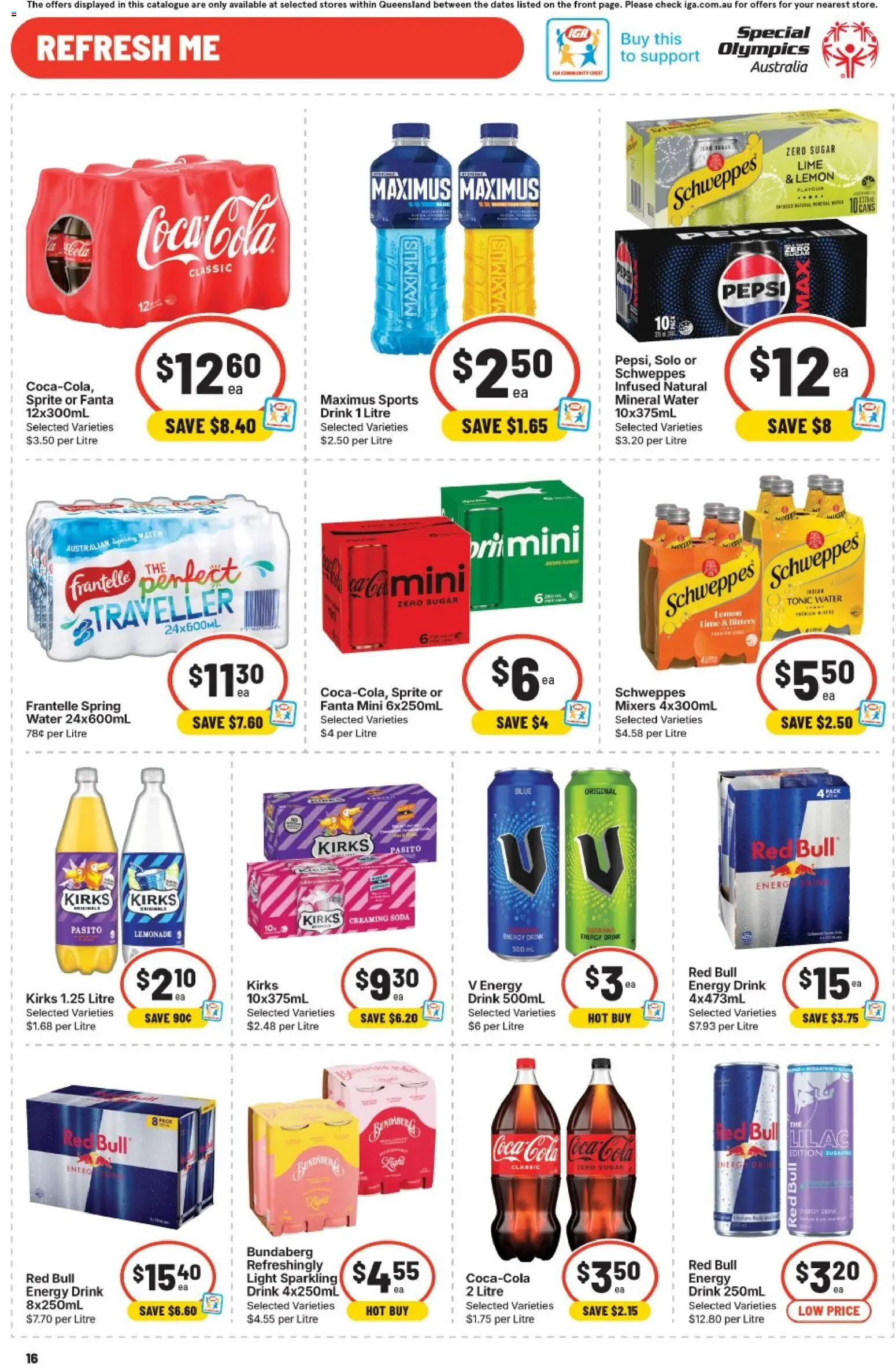 IGA catalogue - valid from 29.04.2026 | Page: 16 | Products: Light, Energy drink, Water, Sugar