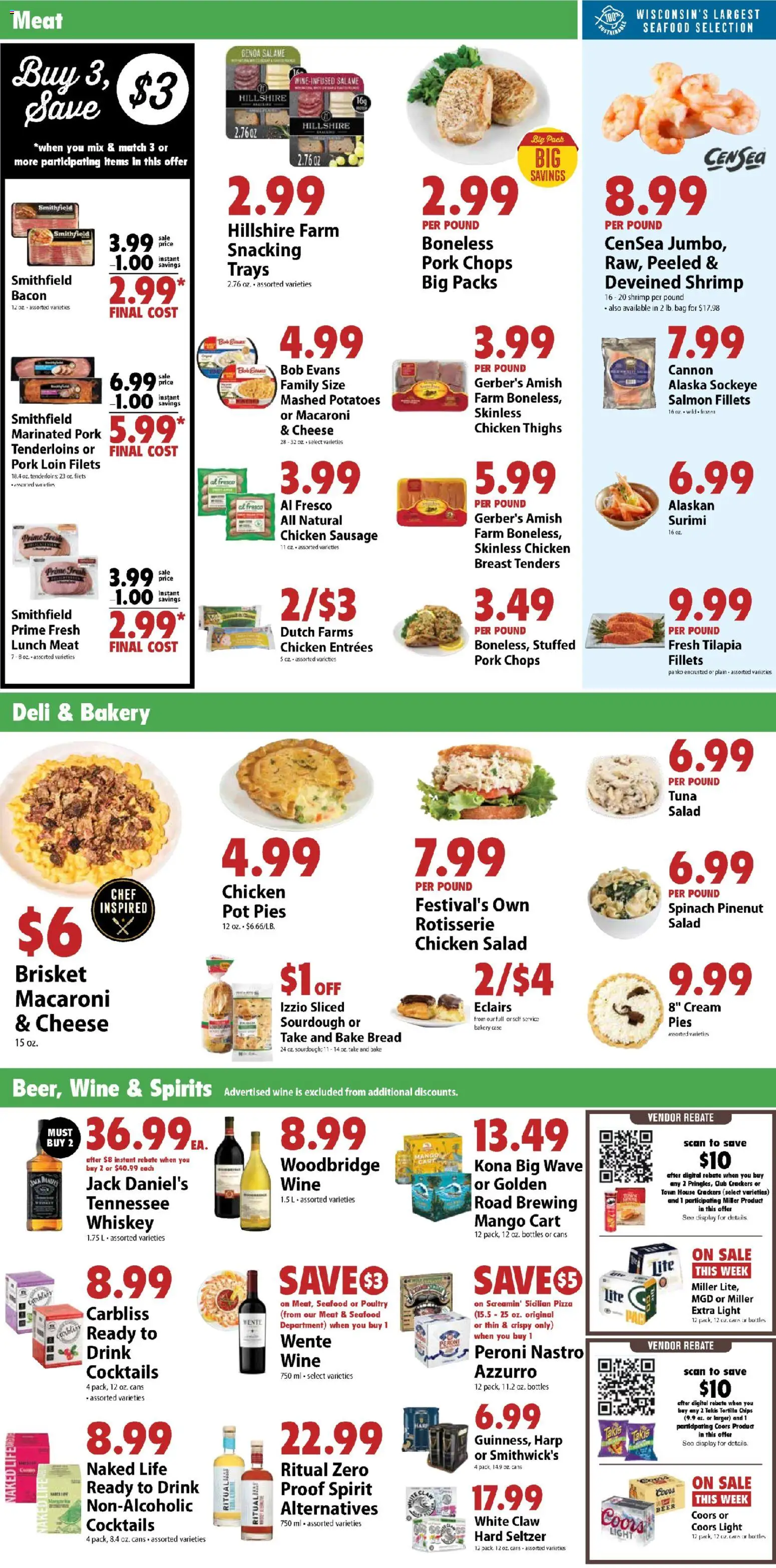 Festival Foods Weekly Ad - valid from 14.01.2026 | Page: 3 | Products: Bread, Whiskey, Mango, Poultry
