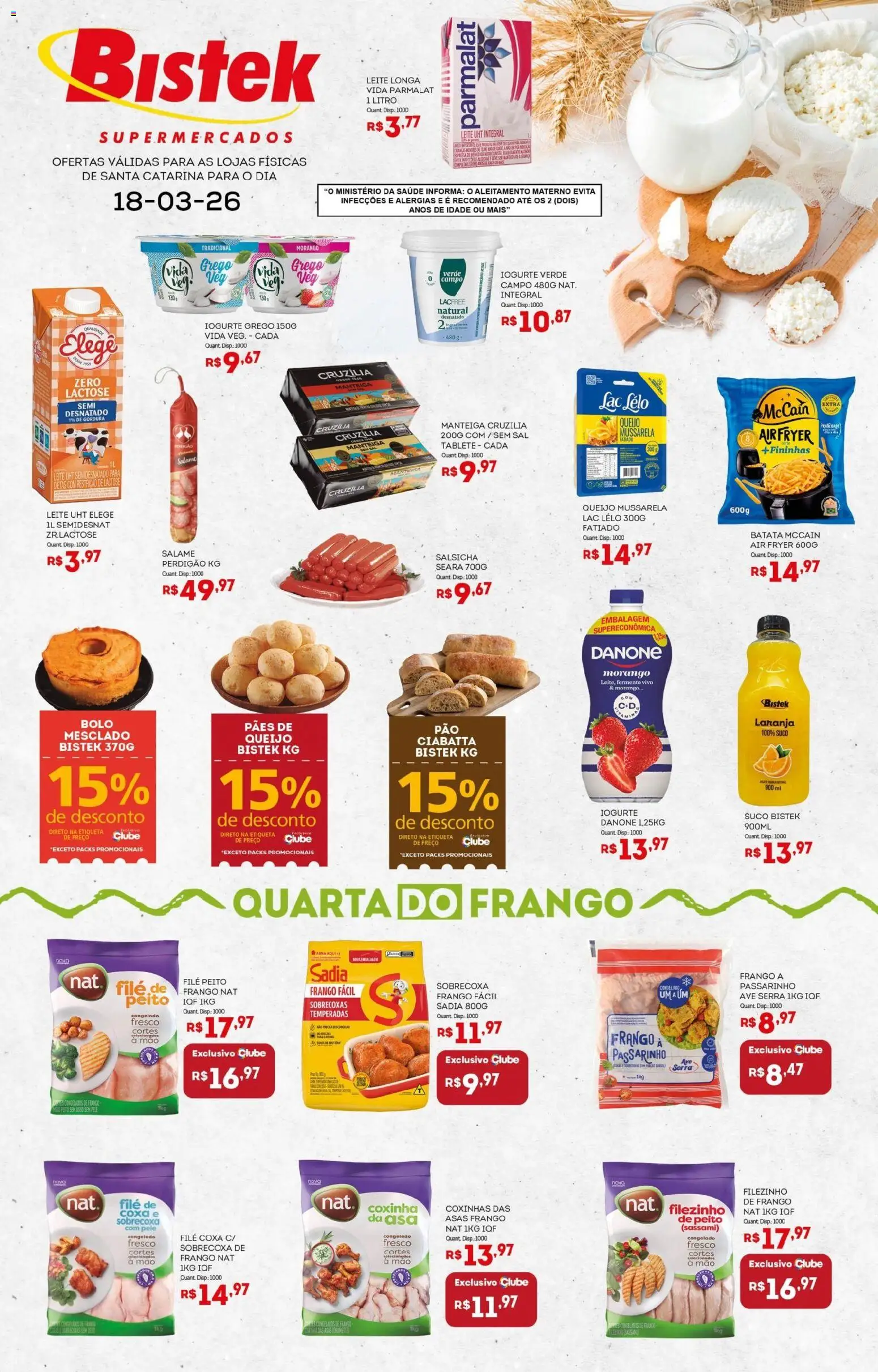Bistek Supermercados Folheto - válido de 18.03.2026 | Página: 1 | Produtos: Air fryer, Bolo, Sal, Iogurte grego