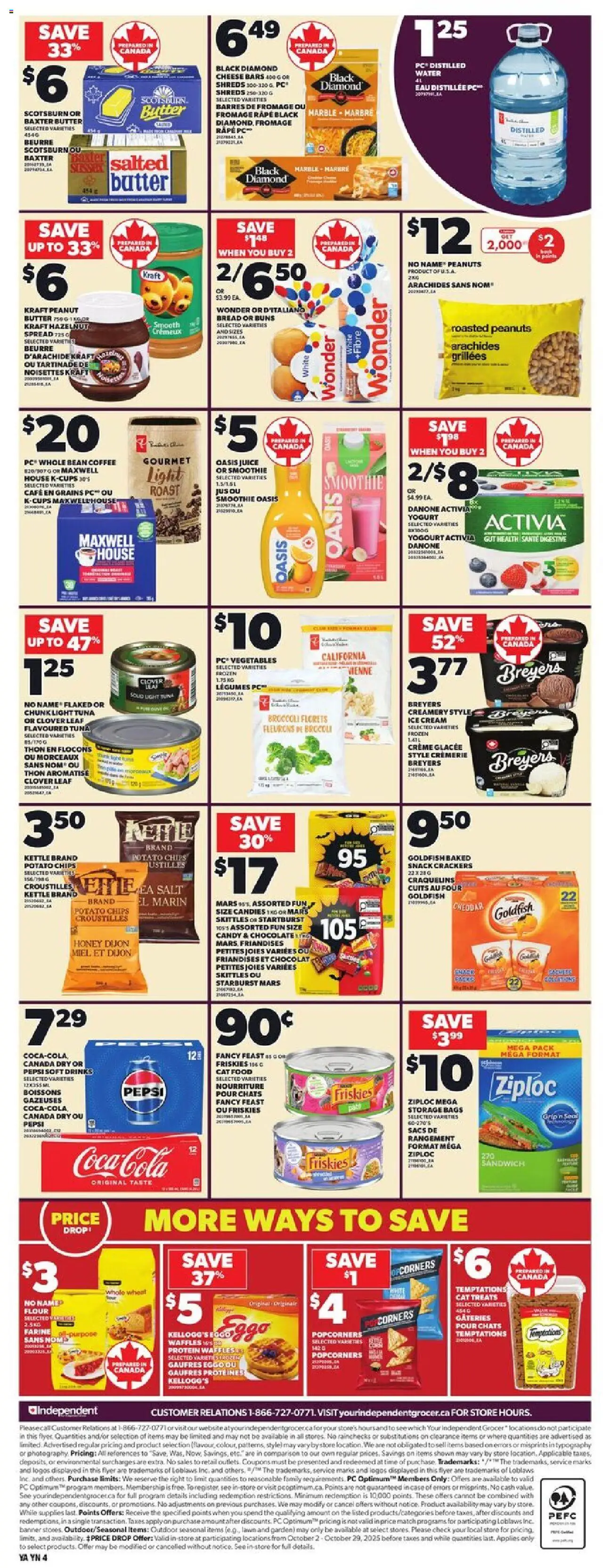 Independent Grocer flyer valid from 16.10.2025 | Page: 2 | Products: Tea, Chips, Ice cream, Chocolate
