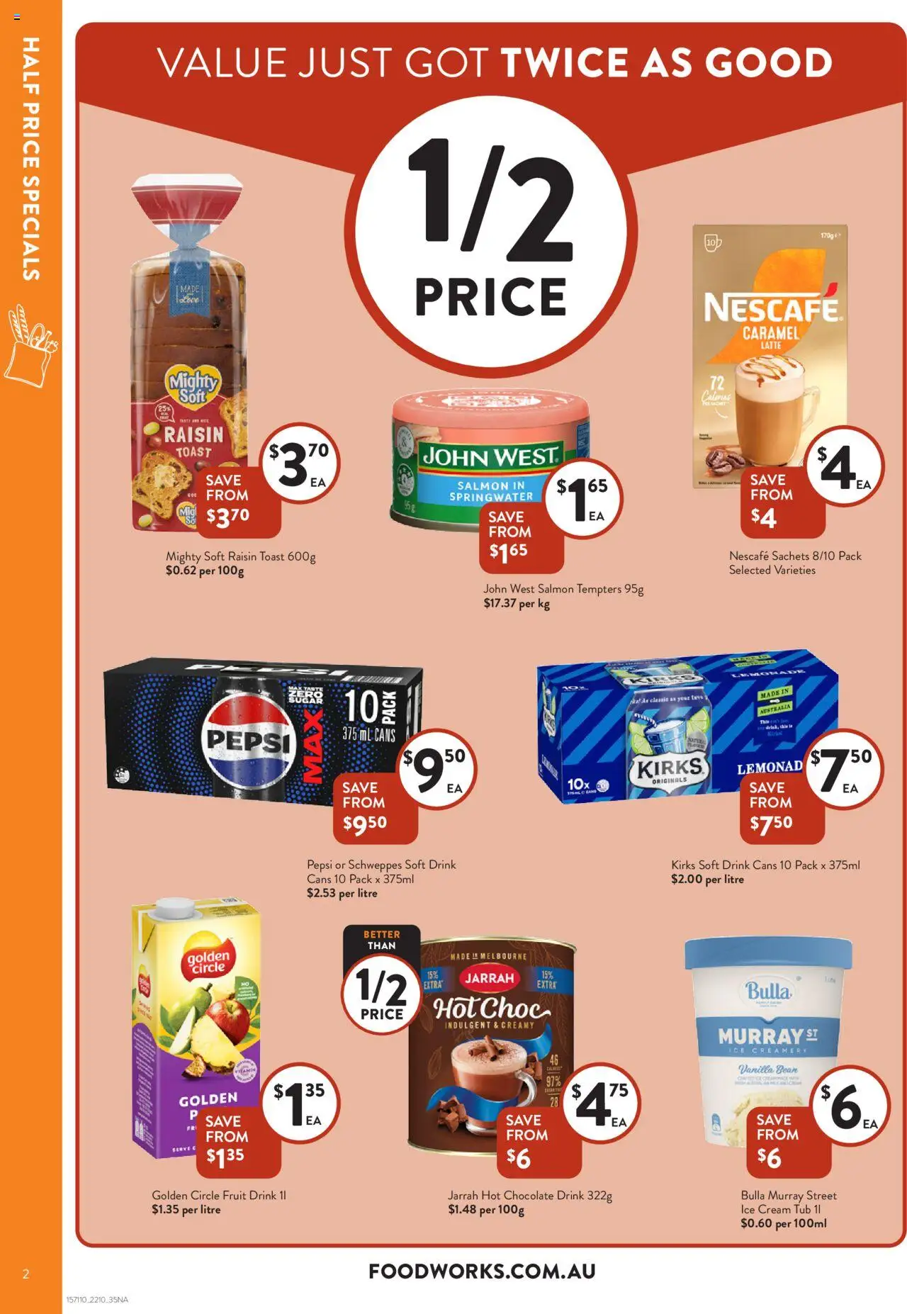 Foodworks catalogue - valid from 22.10.2025 | Page: 2 | Products: Pepsi, Cream, Ice cream, Salmon