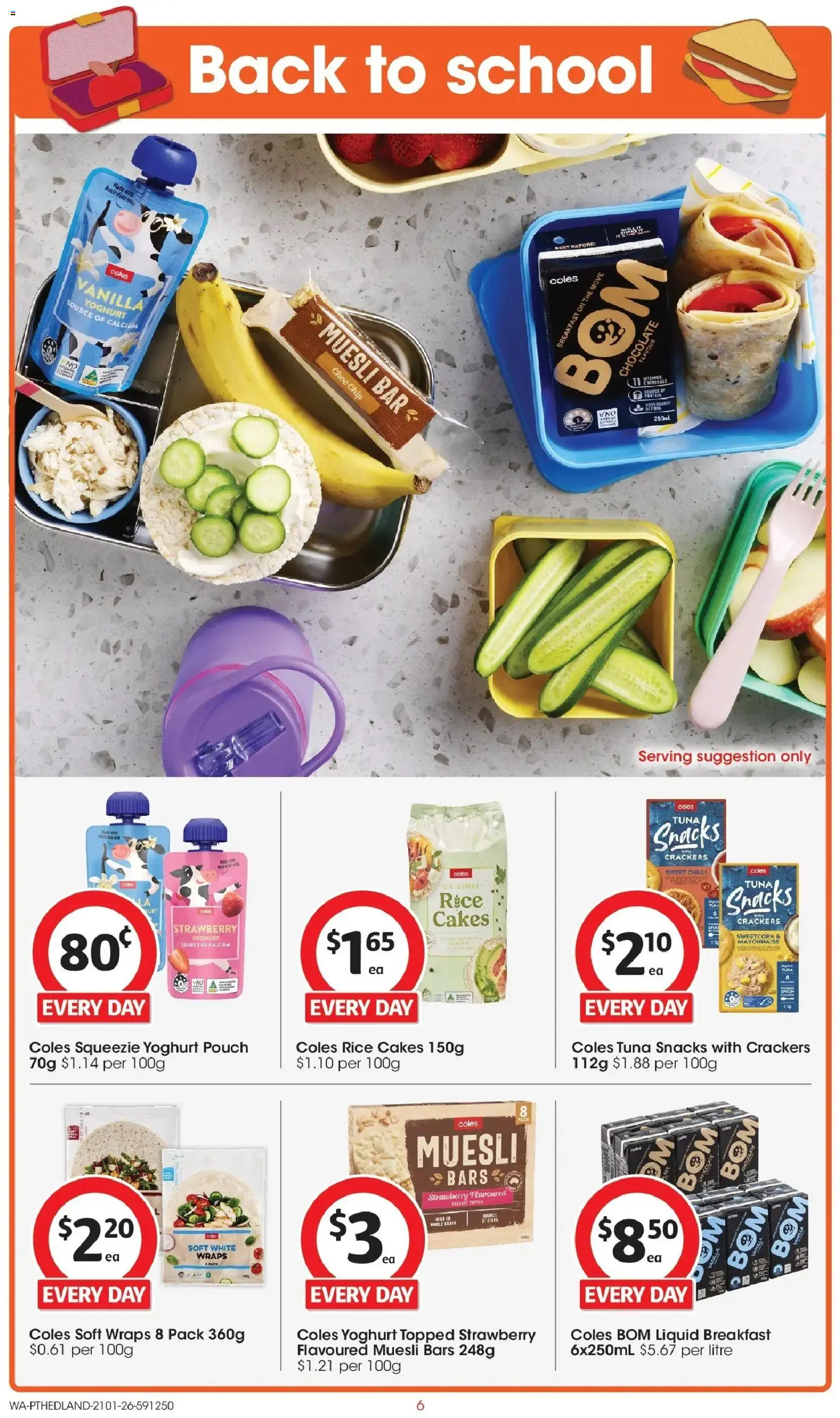Coles catalogue - valid from 21.01.2026 | Page: 6 | Products: Crackers, Yoghurt, Tuna, Combs