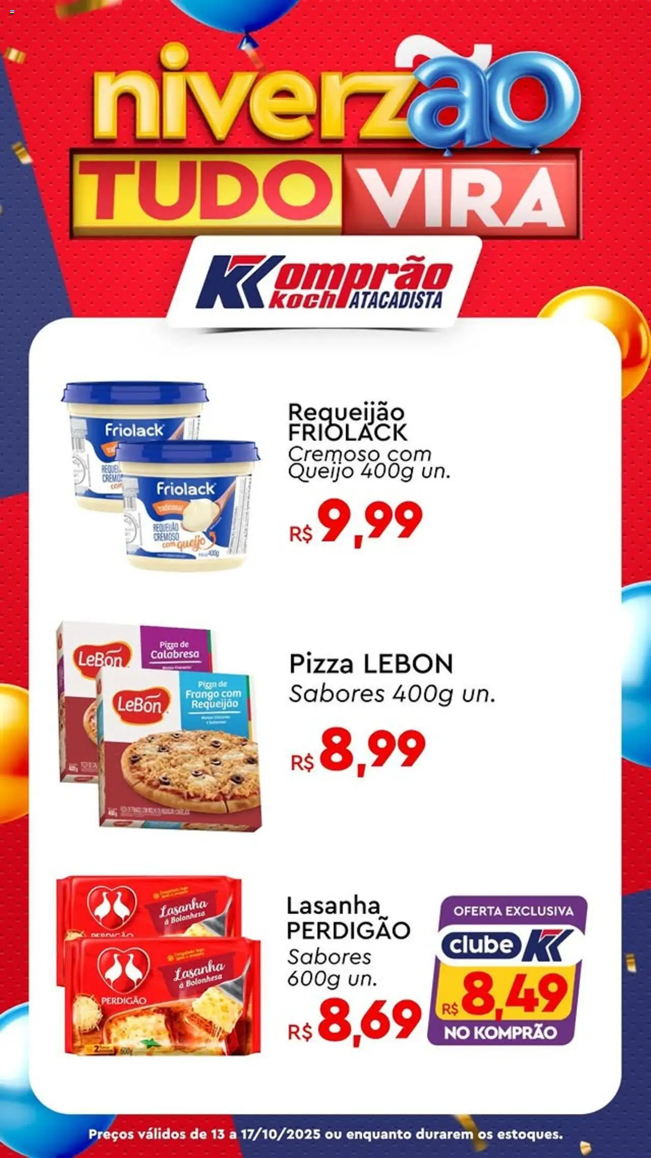 Komprao Atacadista Folheto - válido de 13.10.2025 | Página: 4 | Produtos: Queijo, Pizza, Lasanha, Requeijão