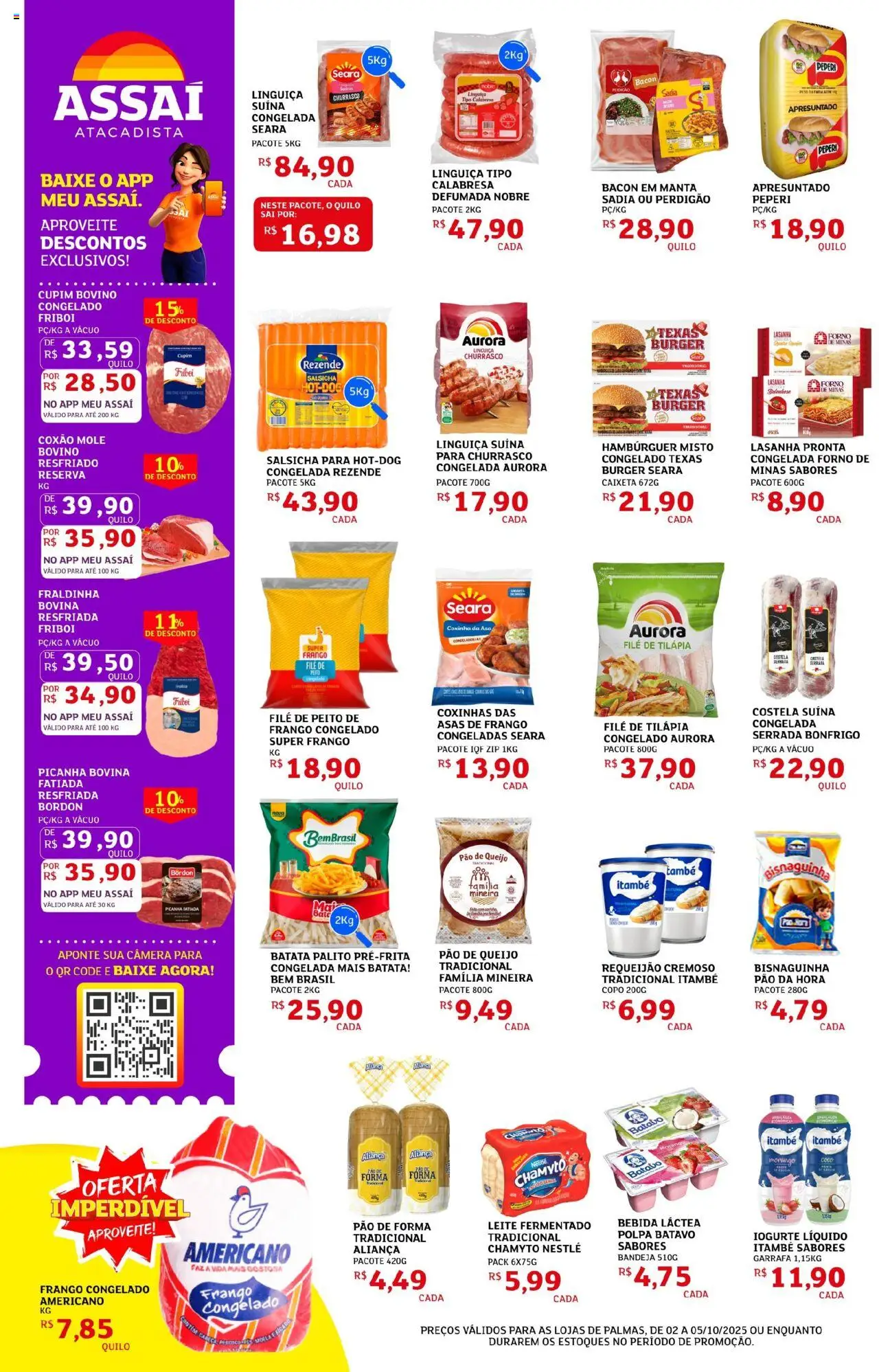 Assaí Atacadista Folheto - válido de 02.10.2025 | Página: 4 | Produtos: Picanha, Lasanha, Bebida, Requeijão