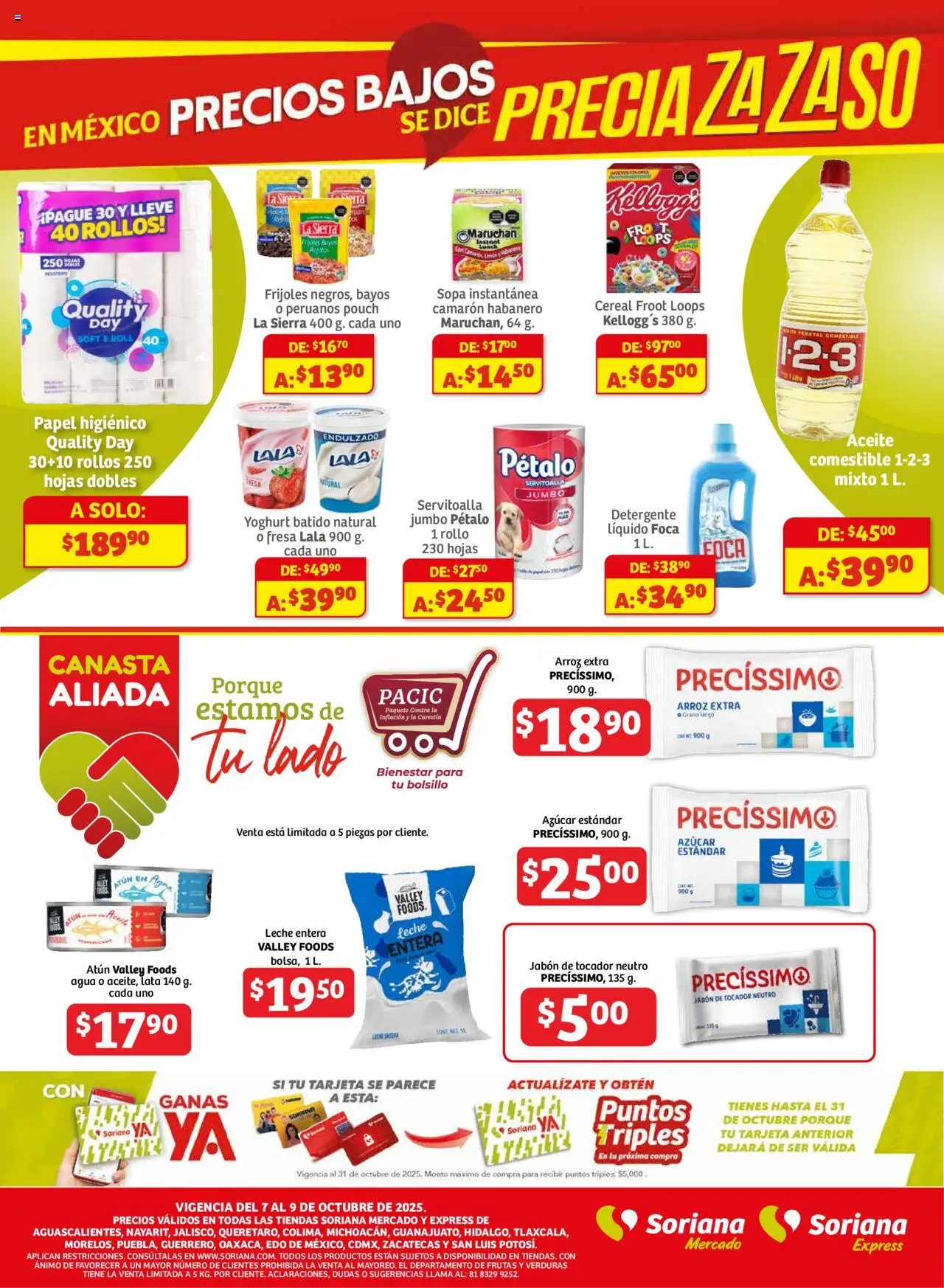 Nuevas ofertas de Soriana válidas en toda la República Mexicana desde el 07.10.2025. ¡Encuentra las mejores ofertas en Soriana - Frescos del Mandado Mercado: BCS, Son y Sin! | Página: 3 | Productos: Atún, Sopa, Leche, Canasta