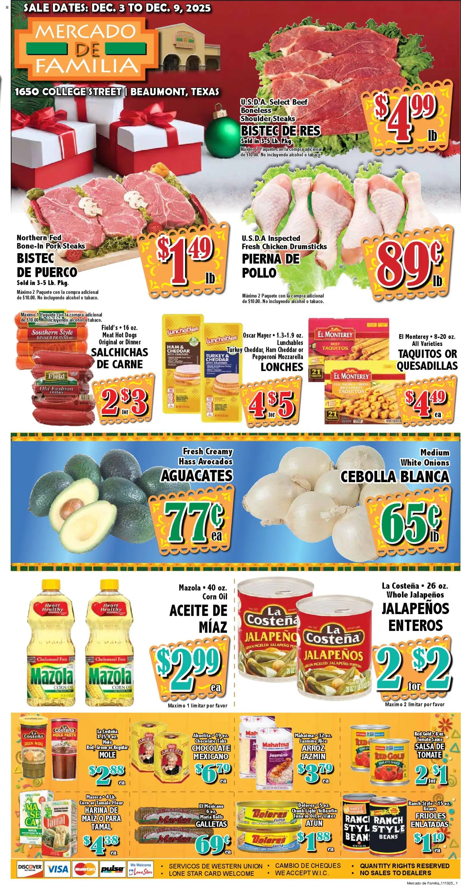 Market Basket Mercado - valid from 03.12.2025 | Page: 1 | Products: Peppers, Oil, Pork, Beef