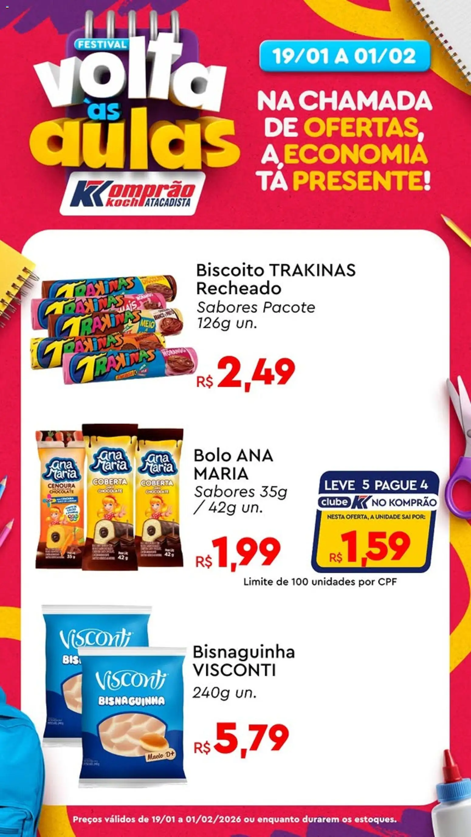 Komprao Atacadista Folheto - válido de 19.01.2026 | Página: 4 | Produtos: Biscoito, Chocolate, Bolo, Cenoura