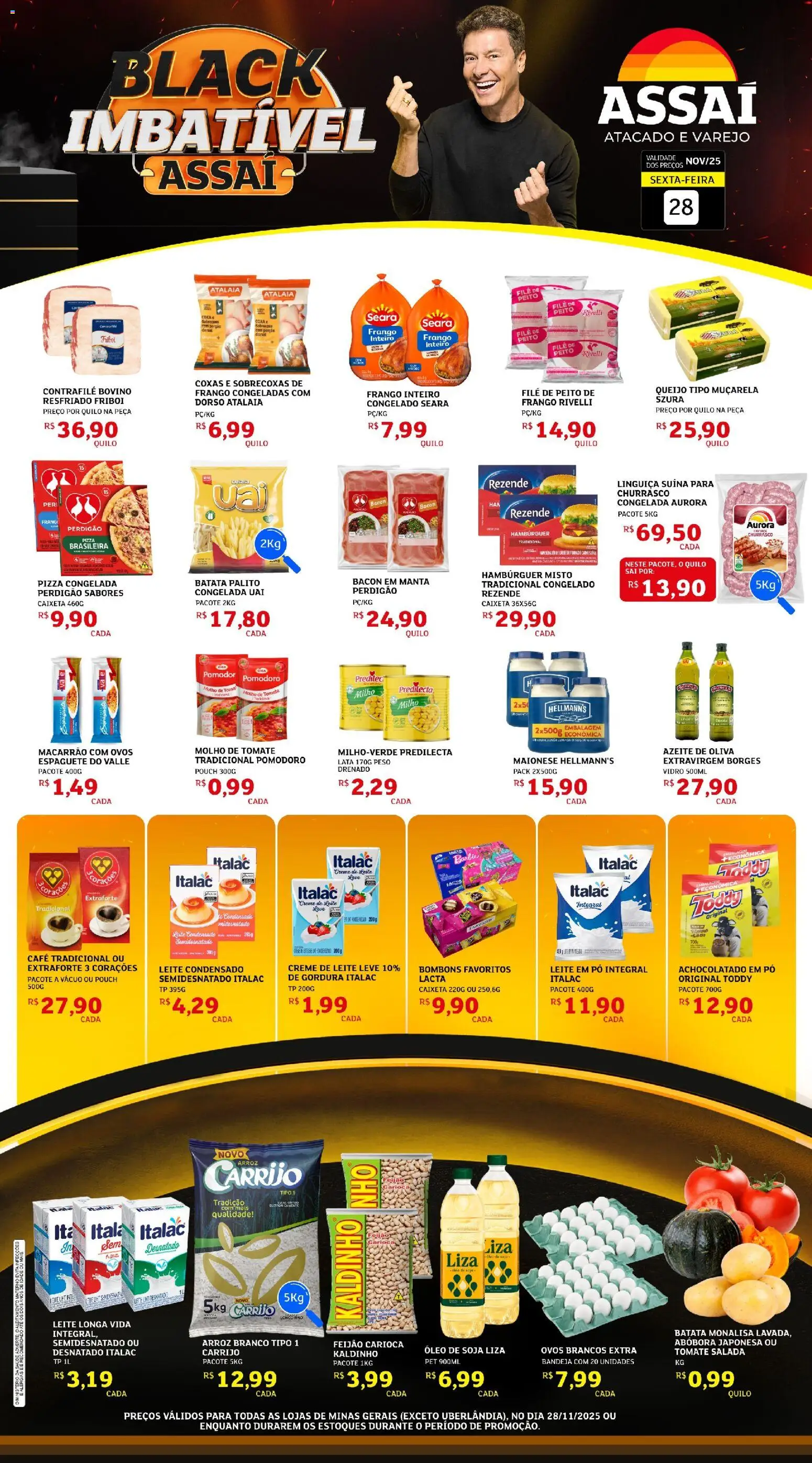 Assaí Atacadista Folheto - válido de 28.11.2025 | Página: 1 | Produtos: Feijão, Queijo, Óleo, Leite em pó