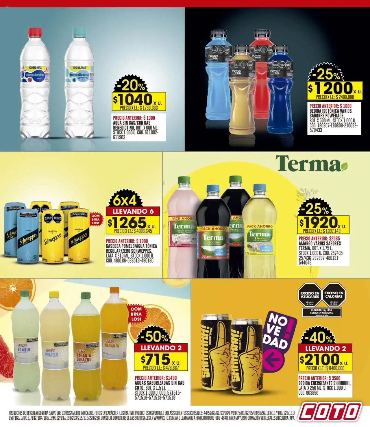 Coto ofertas │ válido desde el 25.08.2025 | Página: 9 | Productos: Durazno, Gaseosa, Agua, Pomelo