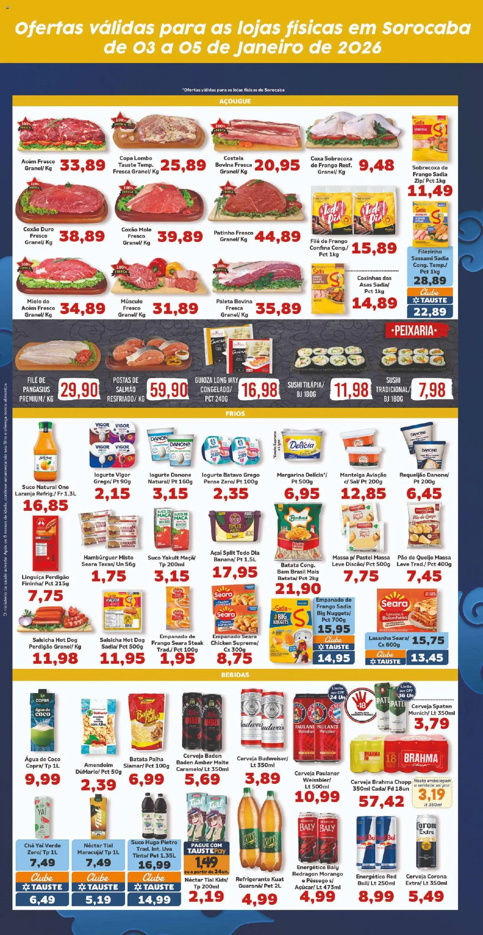 Tauste Folheto - válido de 03.01.2026 | Página: 4 | Produtos: Lasanha, Requeijão, Pão de queijo, Açaí
