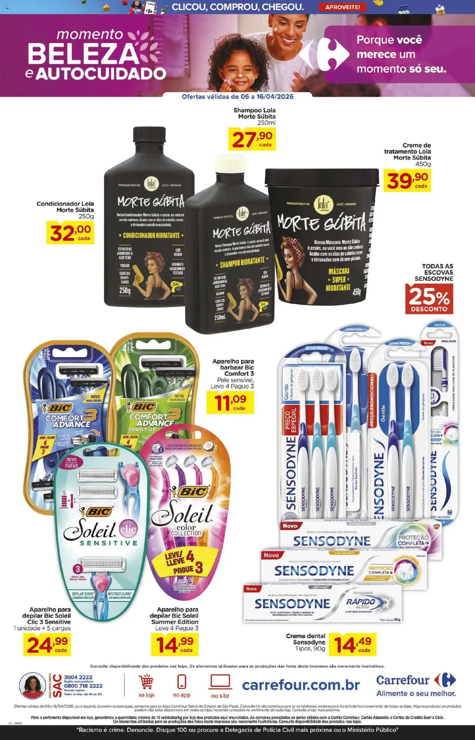 Carrefour Bairro Folheto - válido de 06.04.2026 | Página: 4 | Produtos: Shampoo, Condicionador, Creme, Creme dental