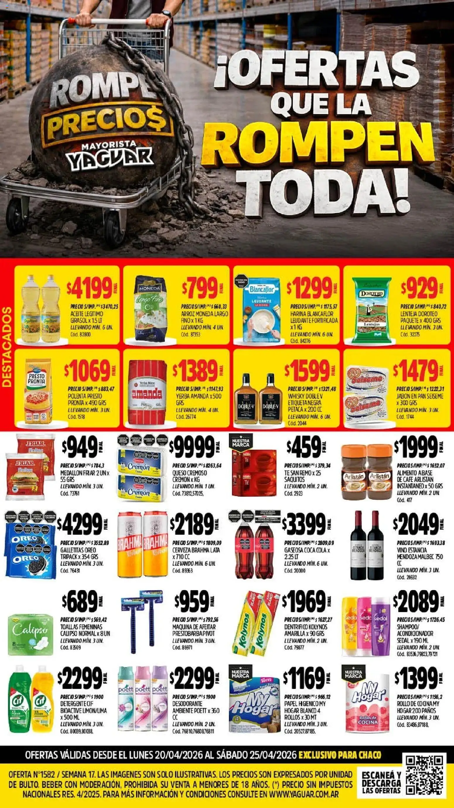Yaguar - Oferta Semanal Chaco │ válido desde el 20.04.2026 | Página: 1 | Productos: Toallas, Gaseosa, Jabón, Detergente