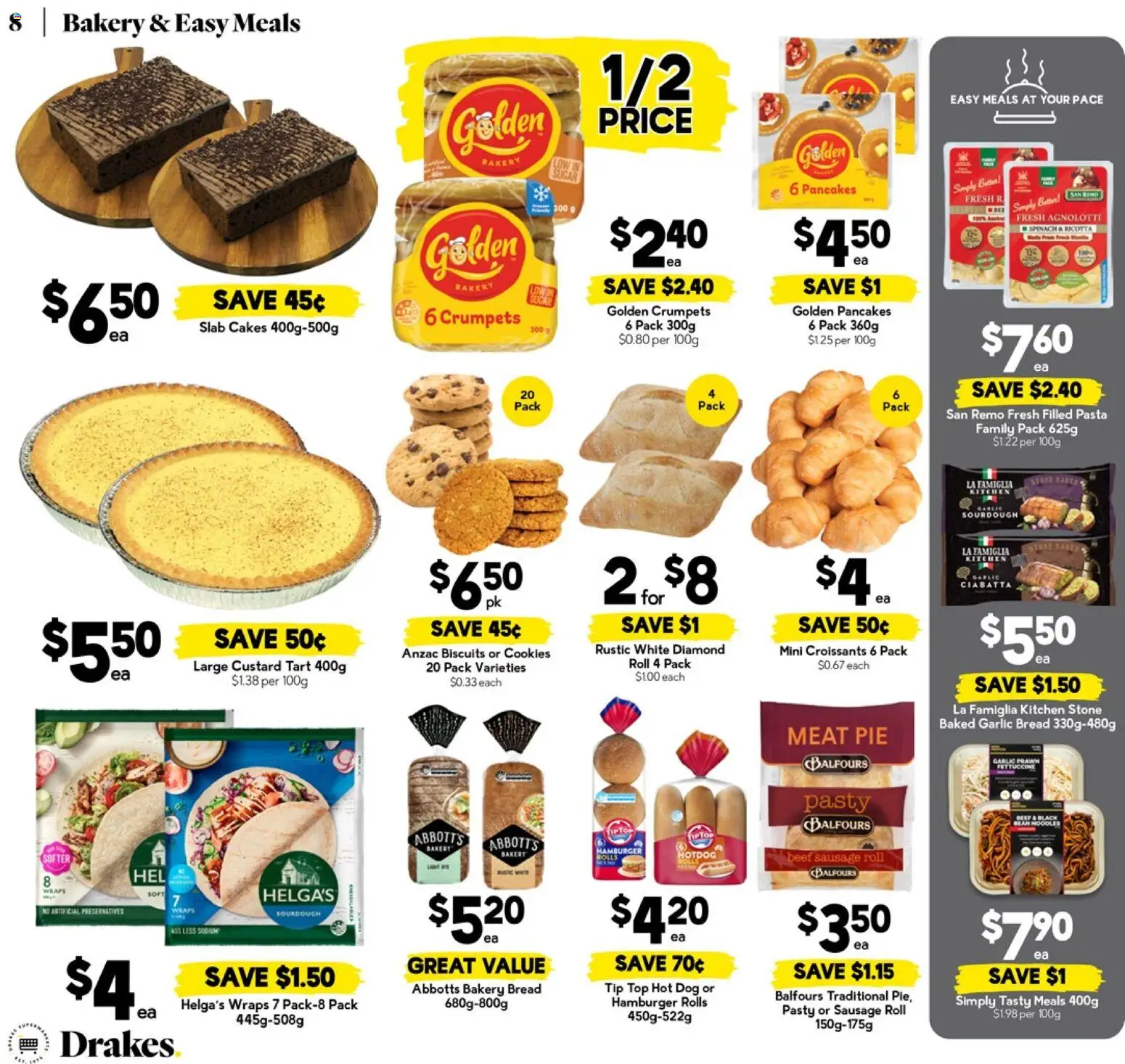Drakes catalogue - valid from 14.01.2026 | Page: 8 | Products: Diamond, Crumpets, Sausage, Bakery