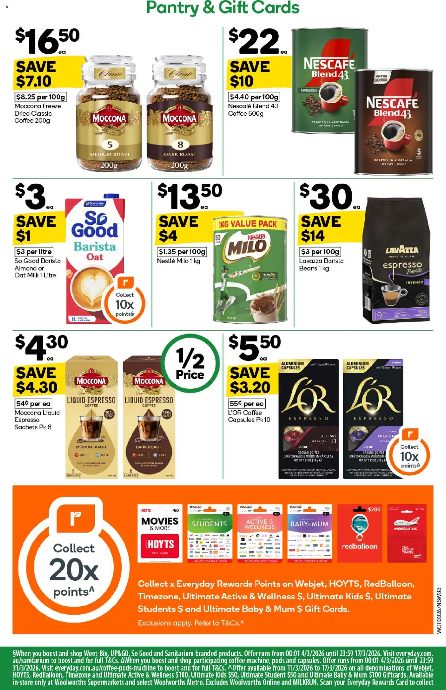 Woolworths catalogue - valid from 11.03.2026 | Page: 33 | Products: Milk, Coffee, Moccona, Nescafe