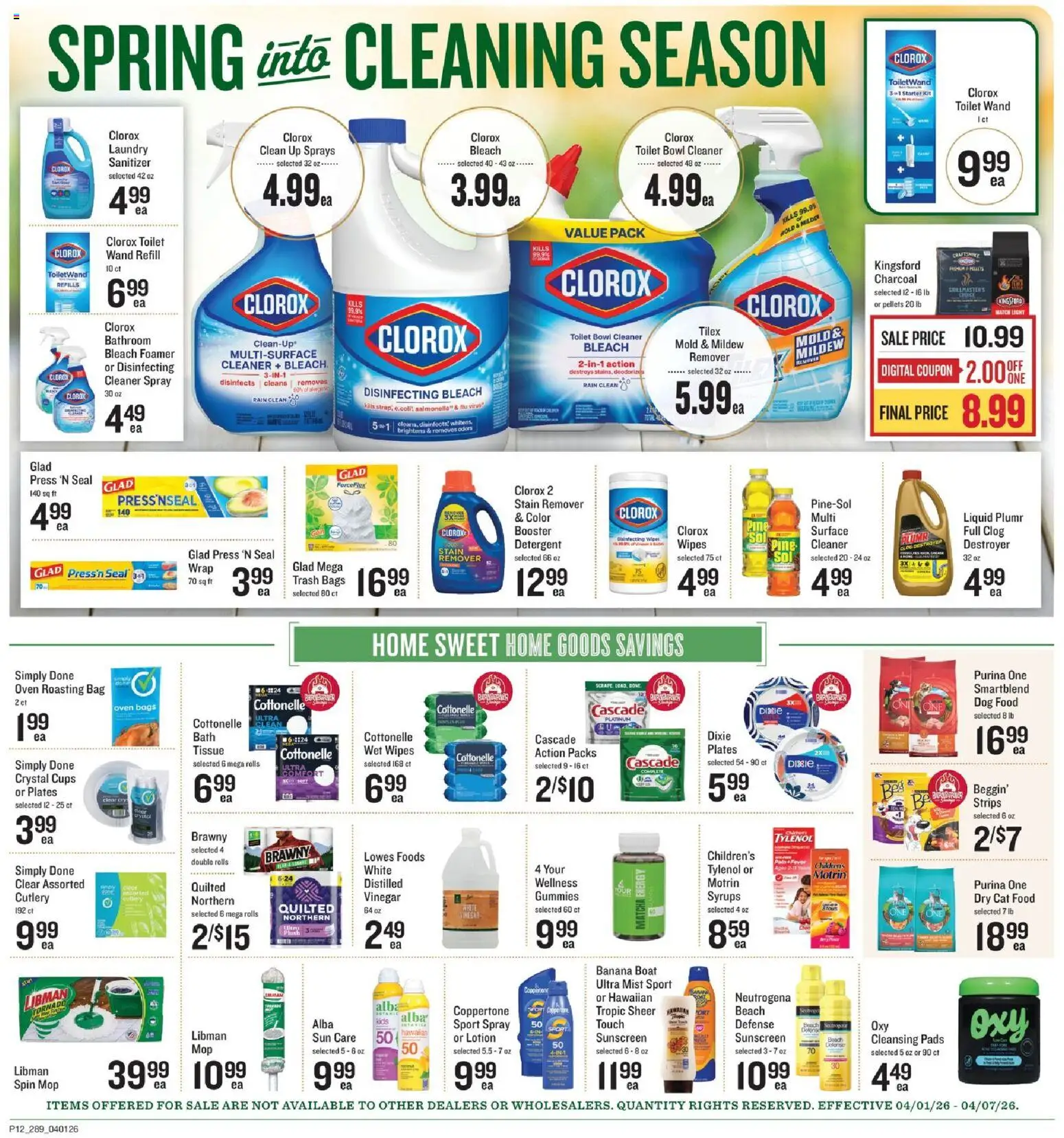 Lowes Foods Weekly Ad - GA - valid from 01.04.2026 | Page: 18 | Products: Vinegar, Cat Food, Sunscreen, Oven