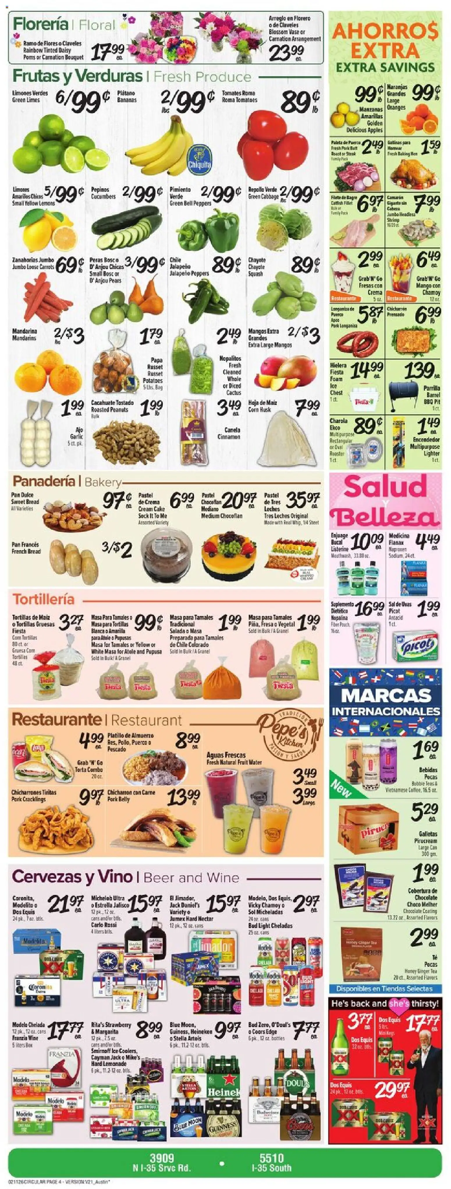 Fiesta Mart Weekly Ad - valid from 11.02.2026 | Page: 4 | Products: Bakery, Peppers, Jalapeno peppers, Wine