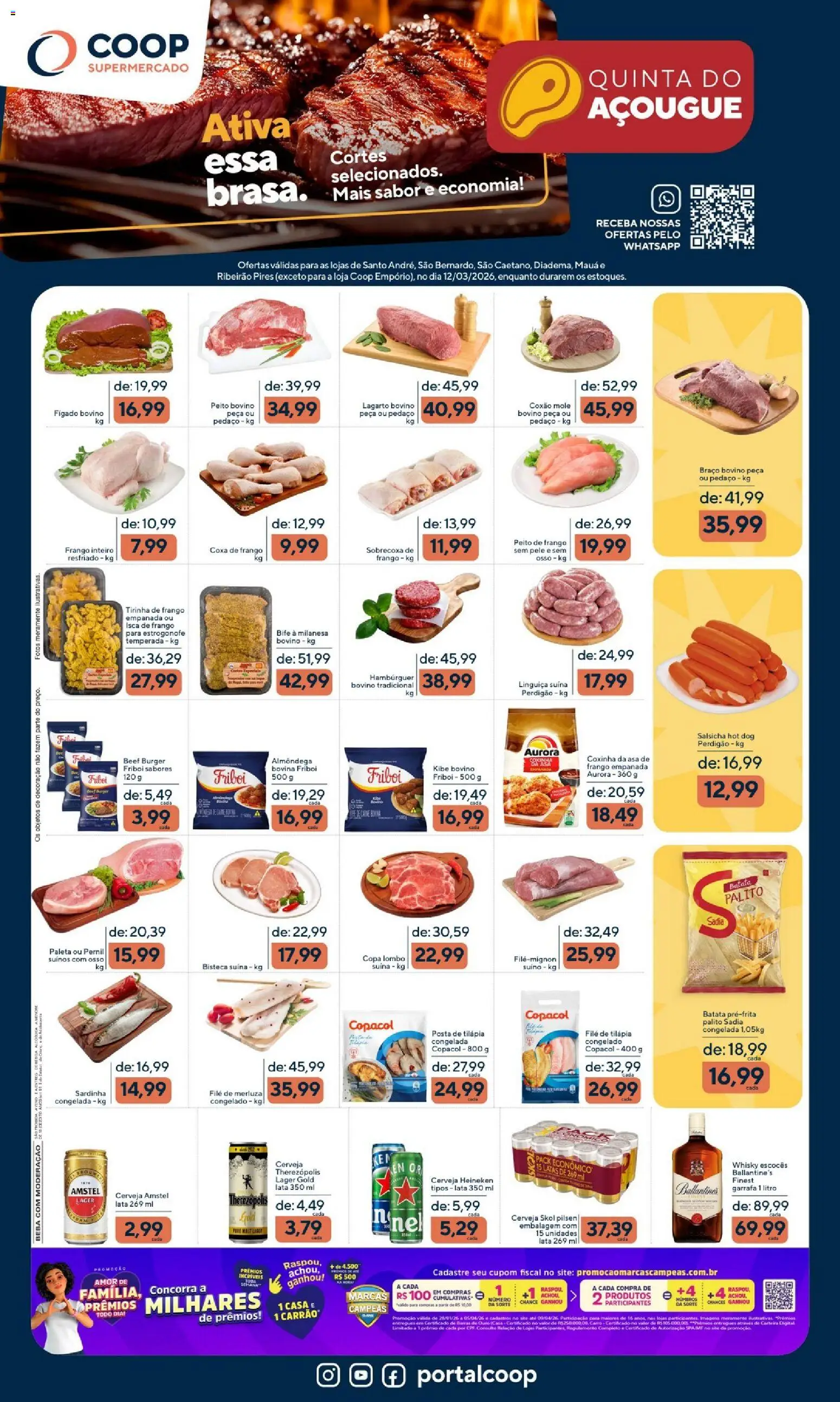 Coop Folheto - válido de 12.03.2026 | Página: 1 | Produtos: Cerveja, Bebida, Frango, Peito de frango