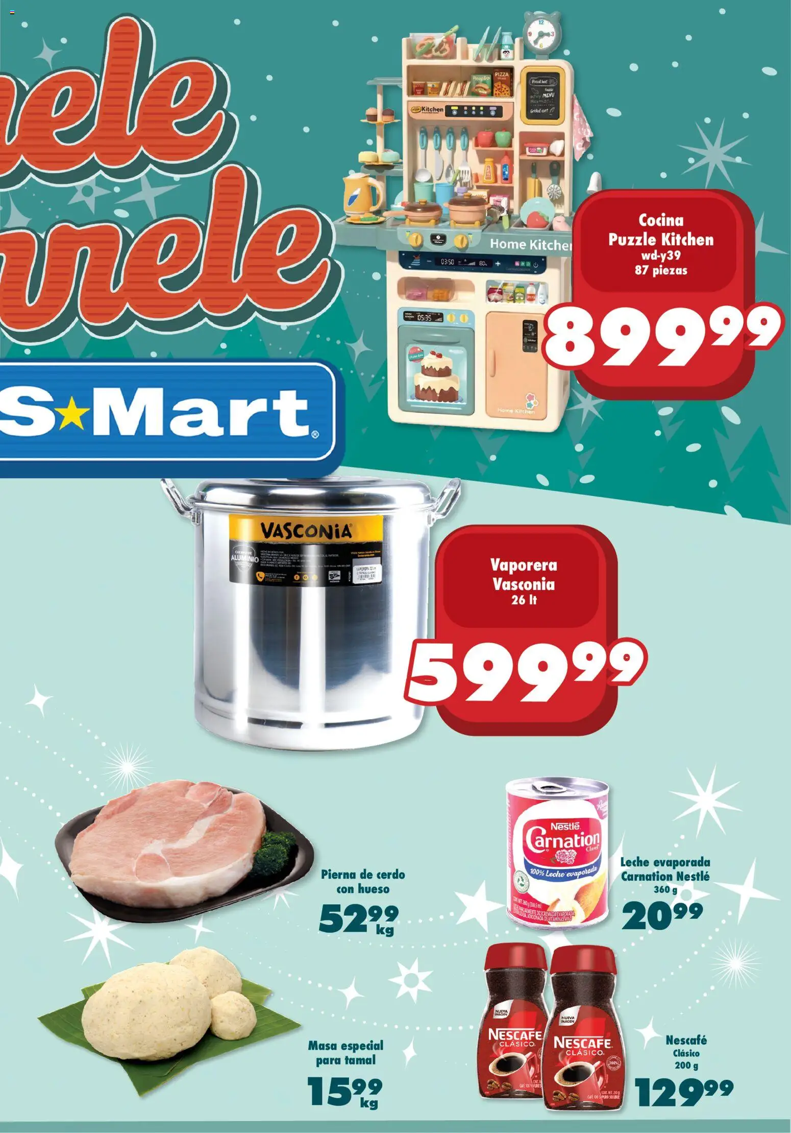 Nuevas ofertas de S-Mart válidas en toda la República Mexicana desde el 09.12.2025. ¡Encuentra las mejores ofertas en S-Mart folleto Juárez! | Página: 3 | Productos: Leche, Cerdo, Vaporera, Cocina