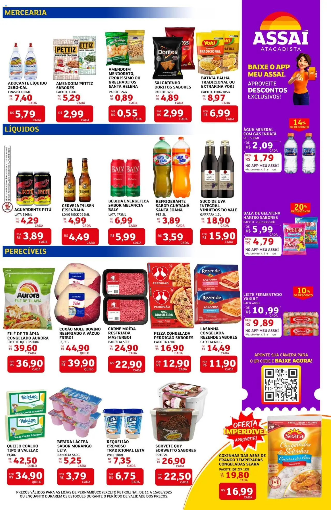 Assaí Atacadista Folheto - válido de 11.08.2025 | Página: 3 | Produtos: Adoçante, Pizza, Cerveja, Lasanha