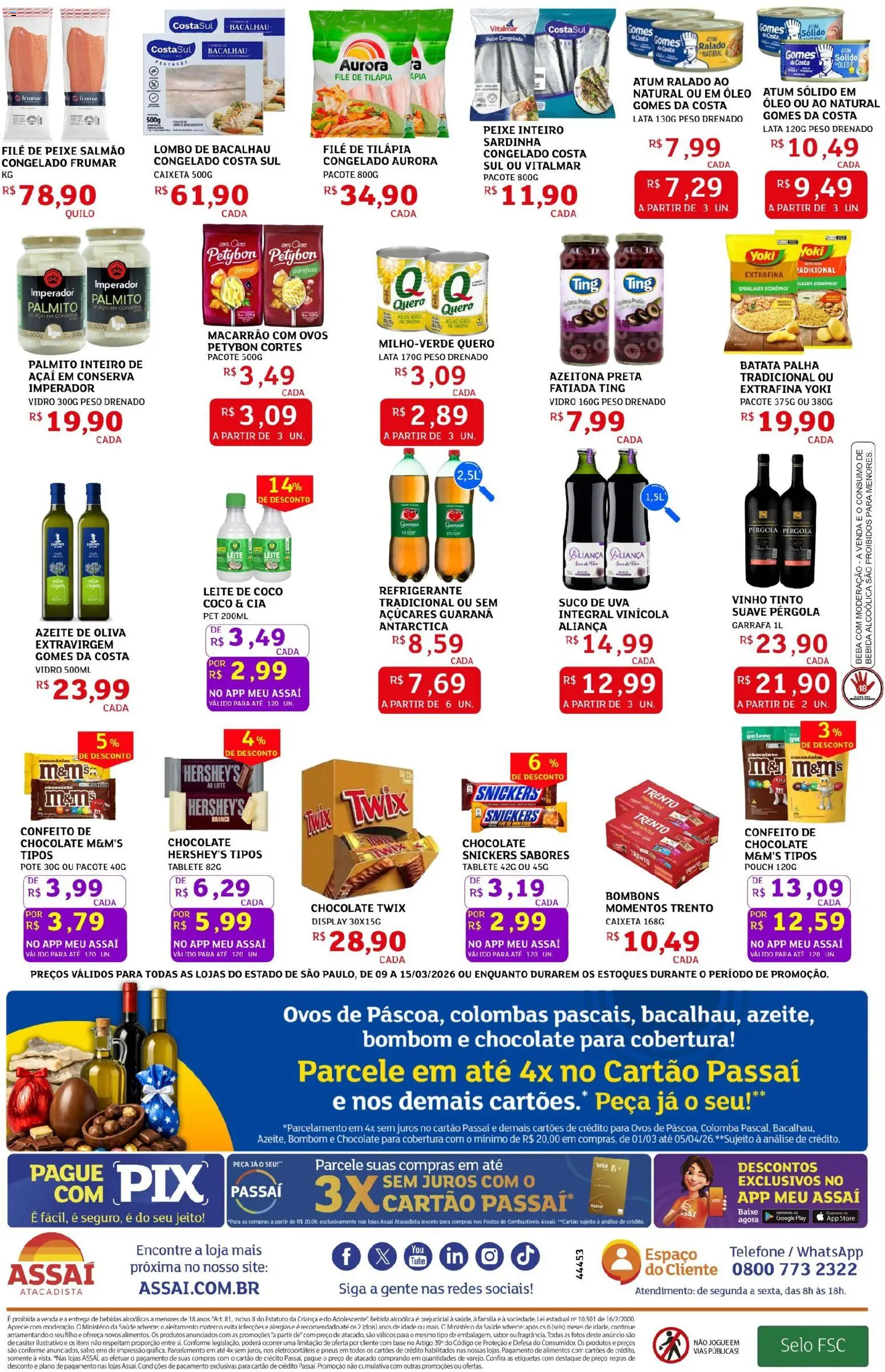 Assaí Atacadista Folheto - válido de 09.03.2026 | Página: 2 | Produtos: Pneus, Gomes da costa, Base, Filé de tilápia
