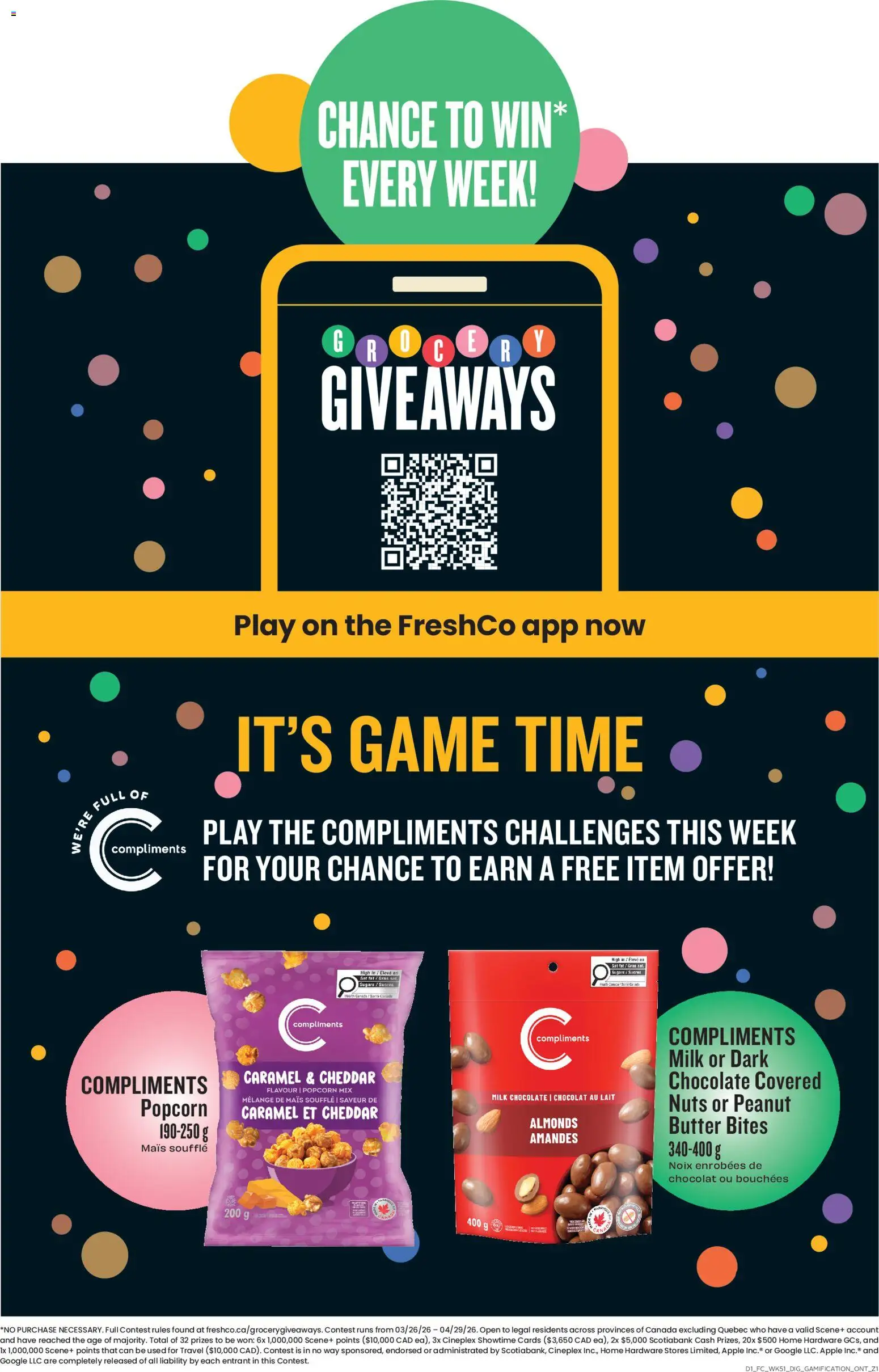 FreshCo flyer valid from 16.04.2026 | Page: 7 | Products: Game, Milk, Butter, Chocolate