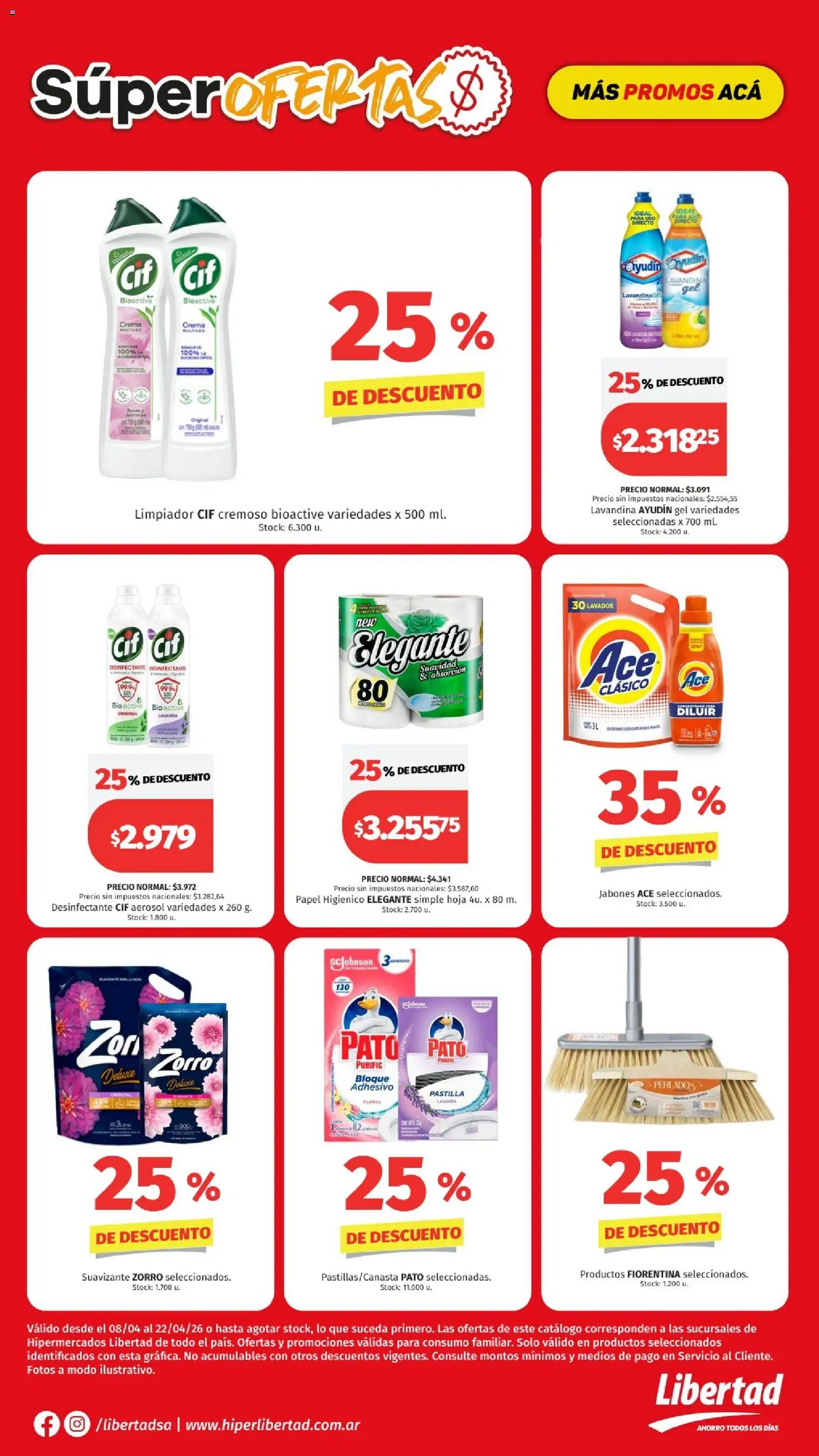 Hipermercado Libertad - Super ofertas- semana  │ válido desde el 08.04.2026 | Página: 8 | Productos: Papel higiénico, Lavandina, Suavizante, Crema