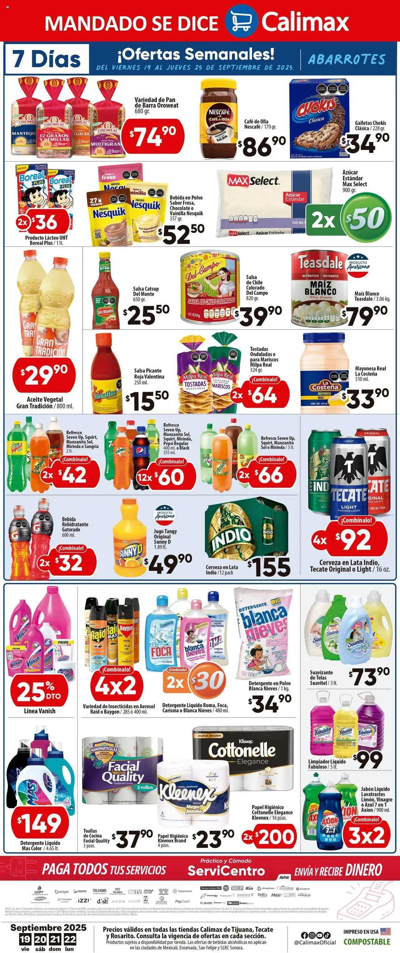 Nuevas ofertas de Calimax válidas en toda la República Mexicana desde el 19.09.2025. ¡Encuentra las mejores ofertas en Calimax - Folleto Tijuana! | Página: 6 | Productos: Vinagre, Mayonesa, Aceite, Ropa