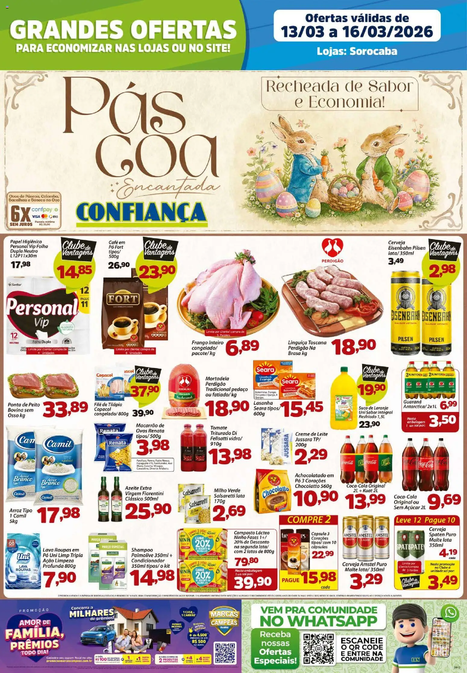 Confiança Folheto - válido de 13.03.2026 | Página: 1 | Produtos: Guaraná, Linguiça, Cerveja, Filé de tilápia